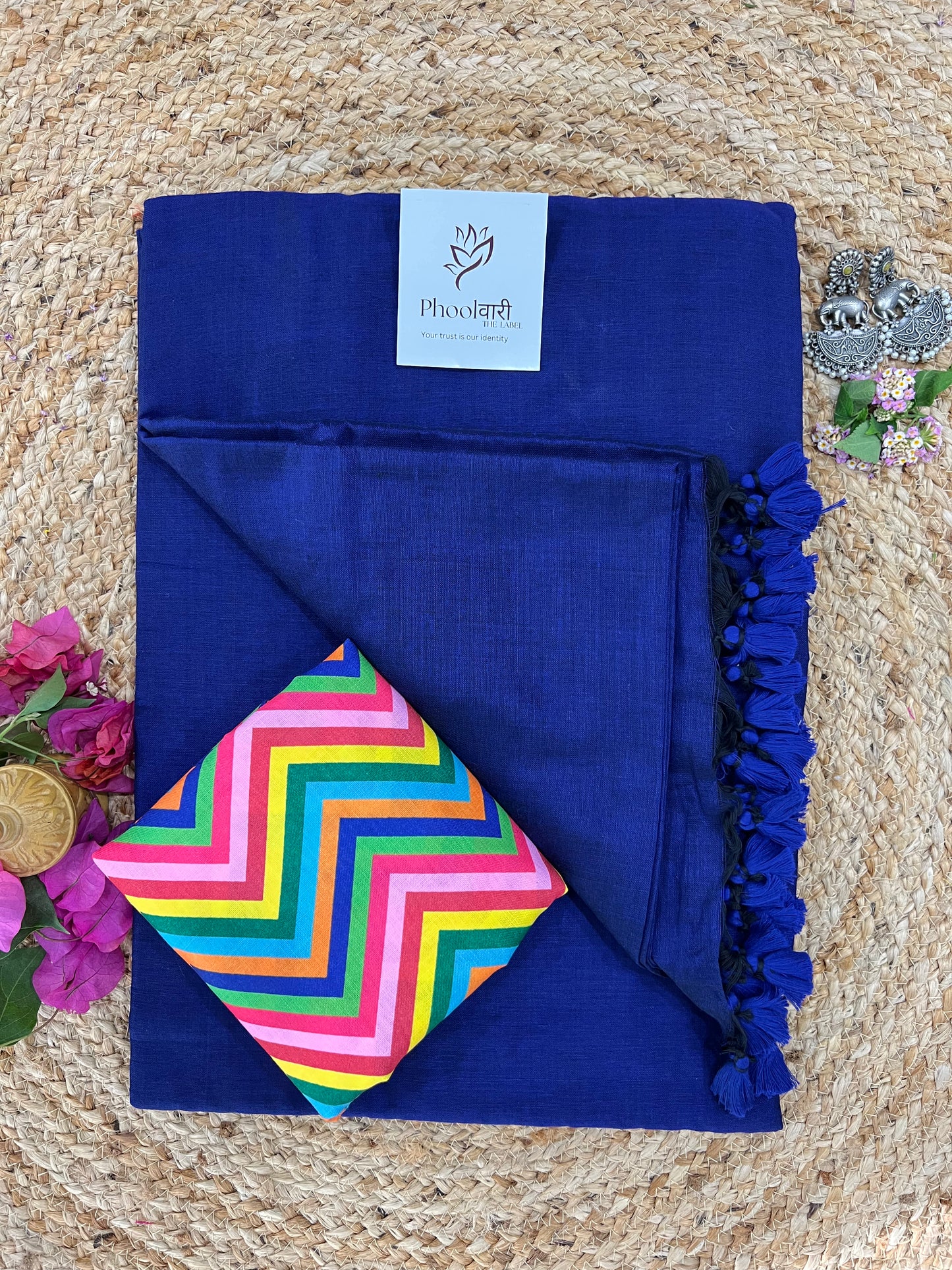 Phoolwari Royal Bule Handloom Saree