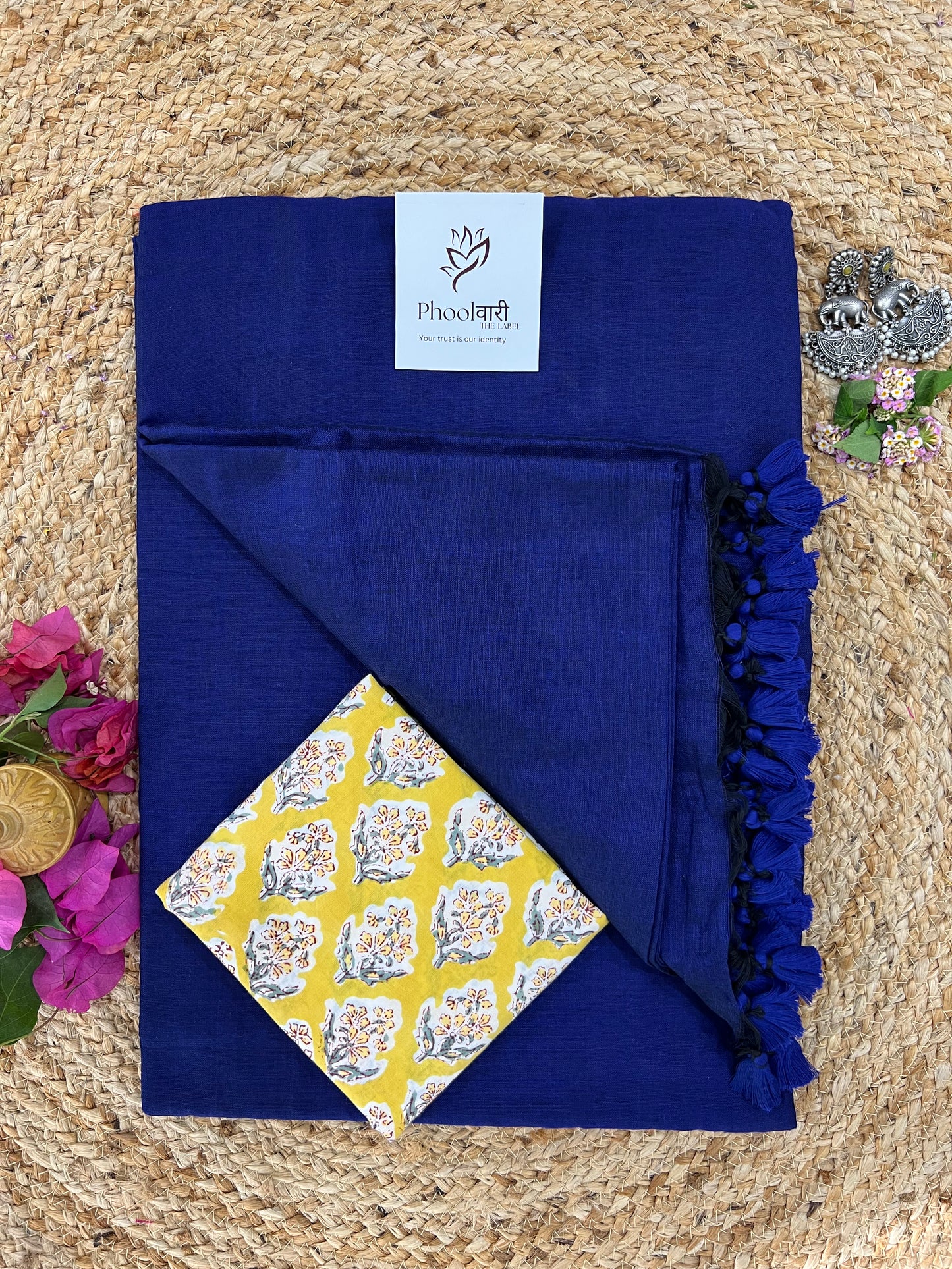 Phoolwari Royal Bule Handloom Saree