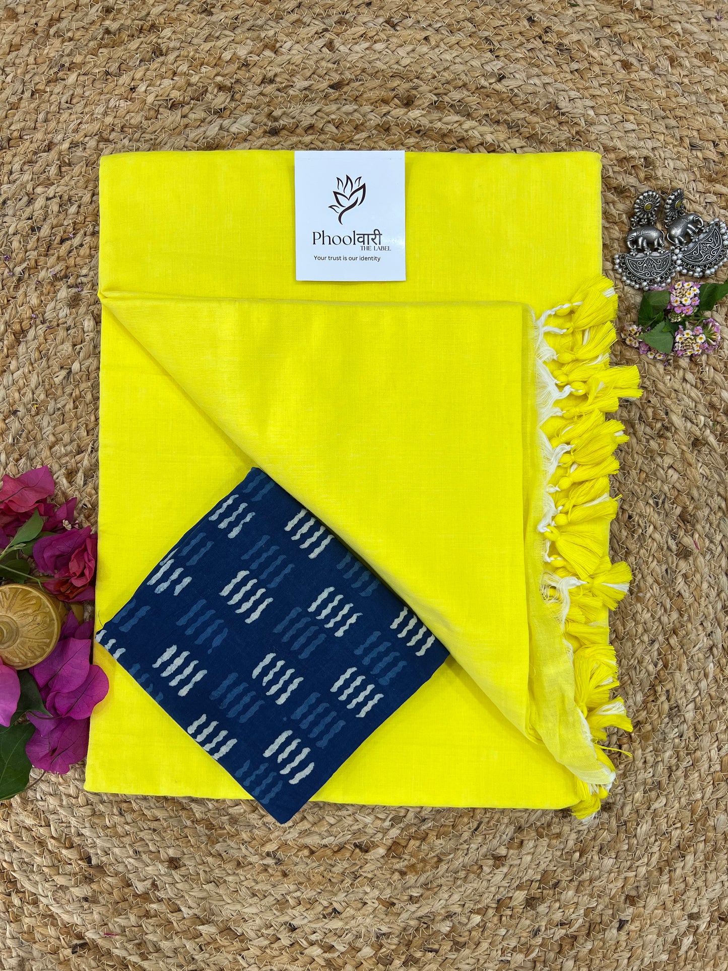 Phoolwari Lime Yellow Handloom Saree