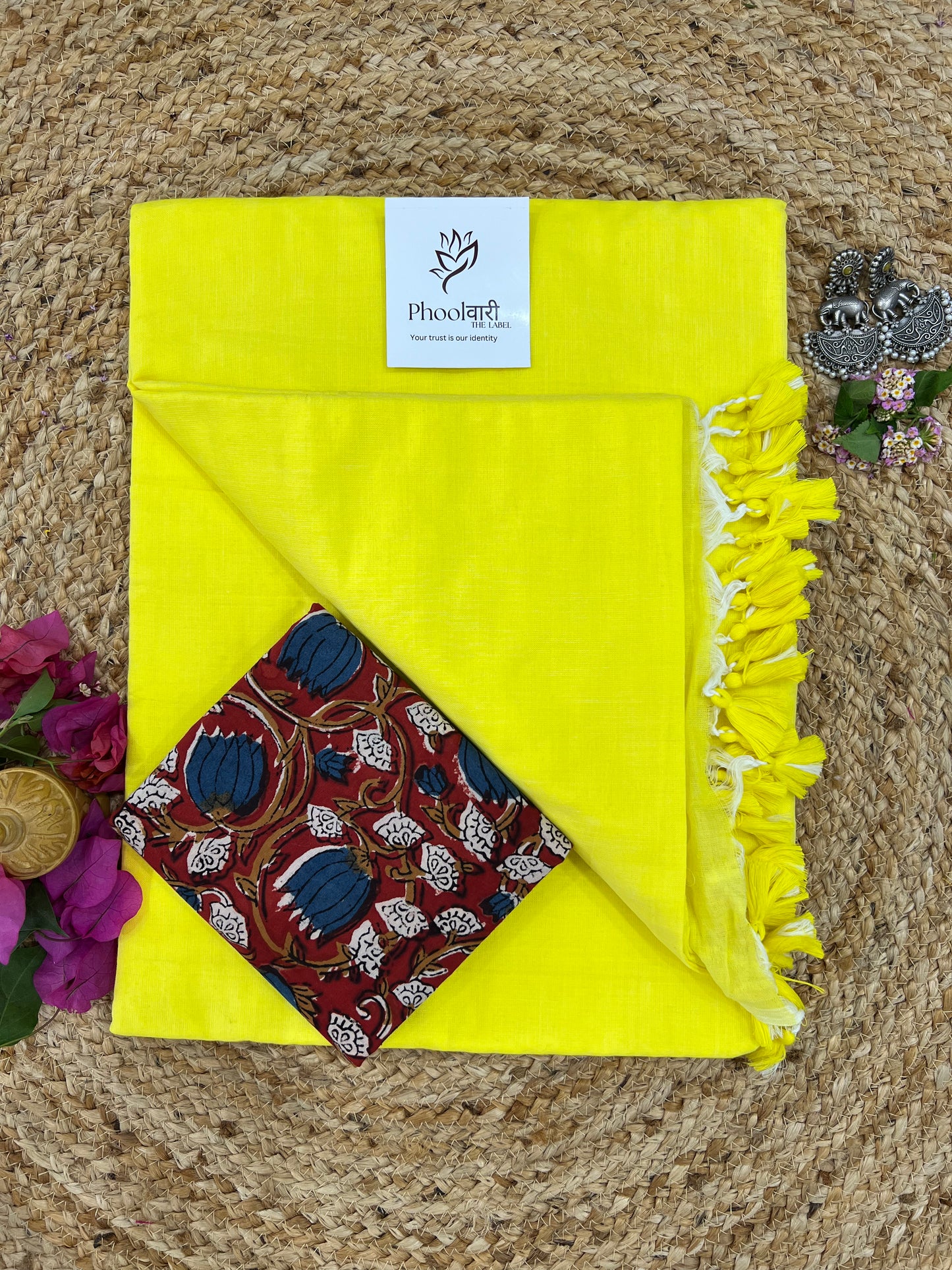 Phoolwari Lime Yellow Handloom Saree