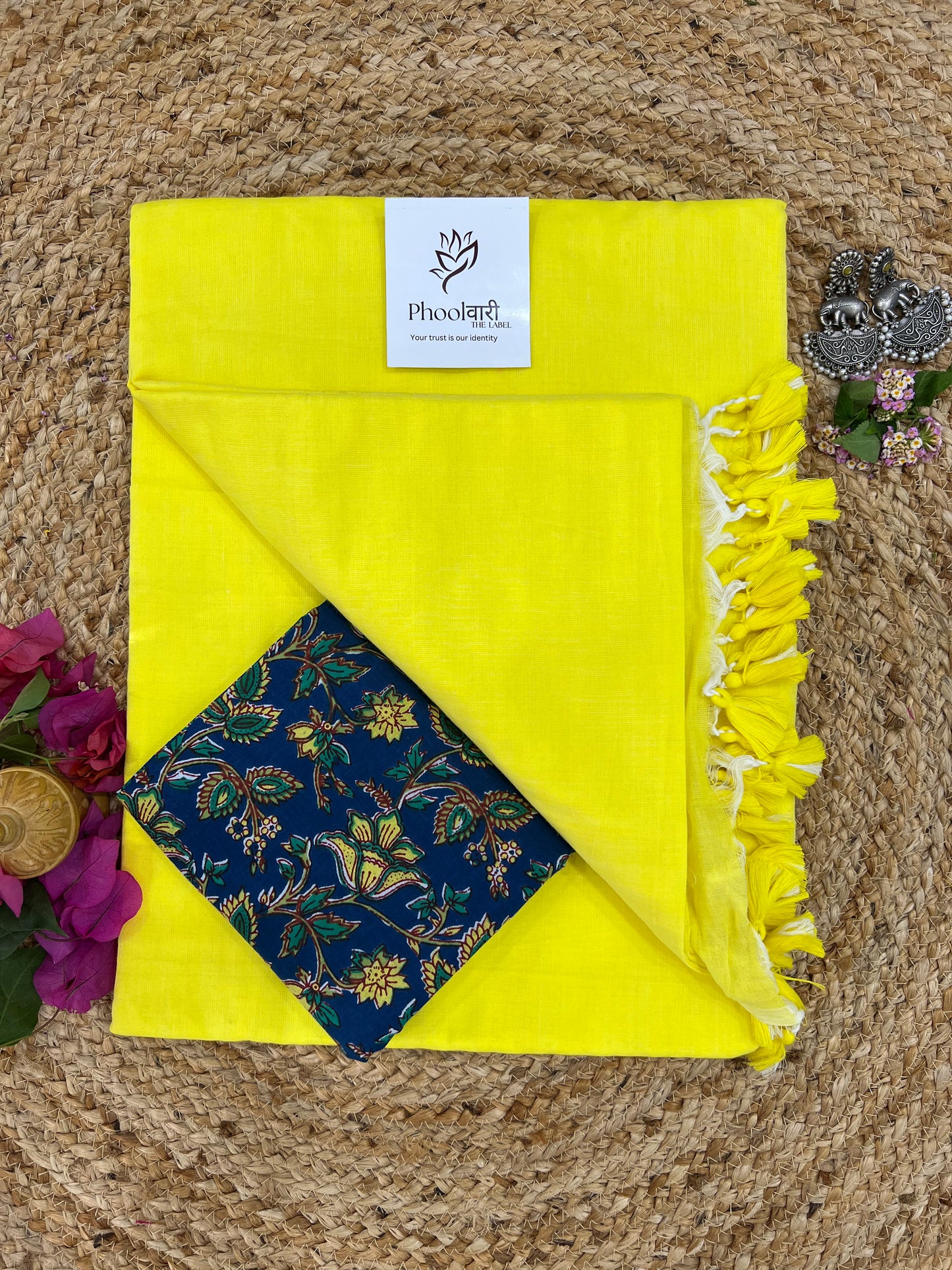 Phoolwari Lime Yellow Handloom Saree