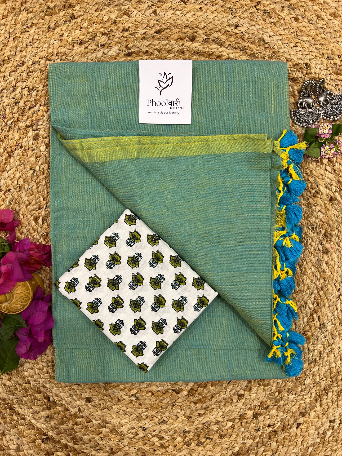 Phoolwari Pistachio Green Handloom Saree