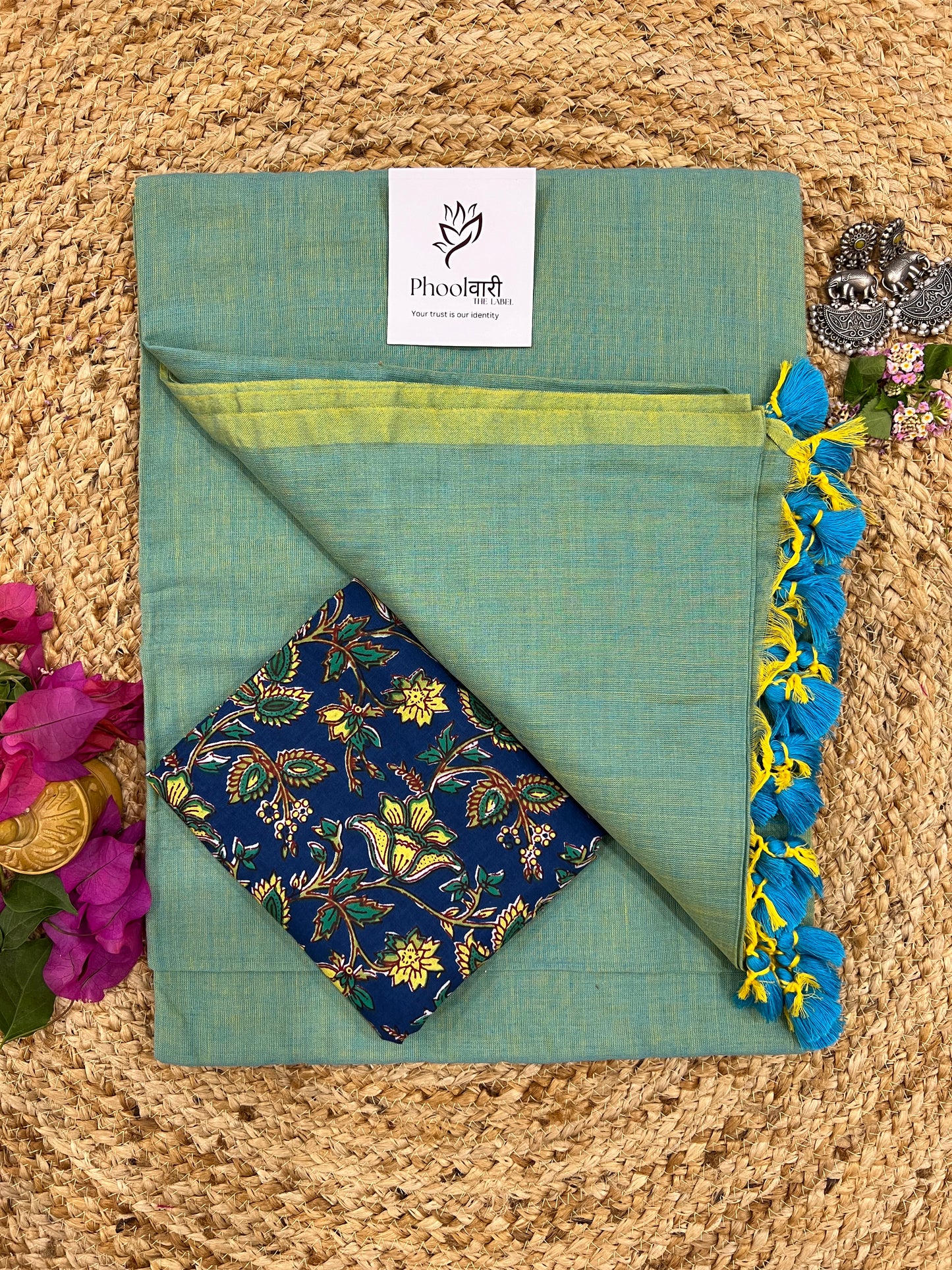 Phoolwari Pistachio Green Handloom Saree