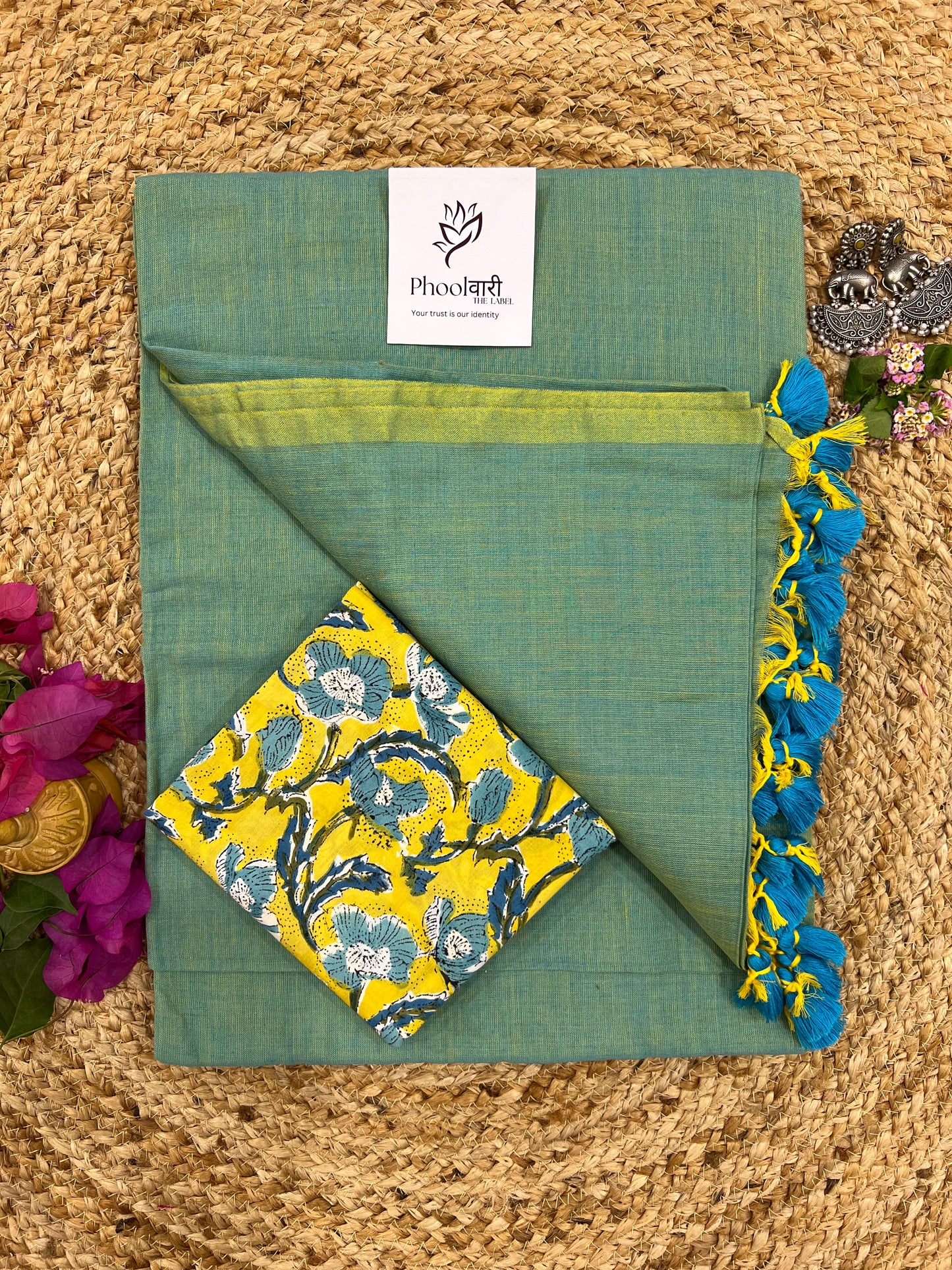 Phoolwari Pistachio Green Handloom Saree