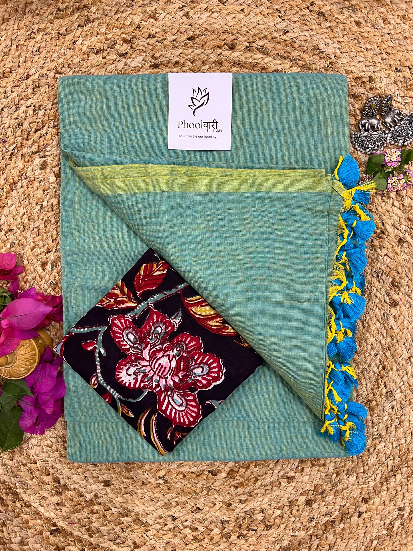 Phoolwari Pistachio Green Handloom Saree