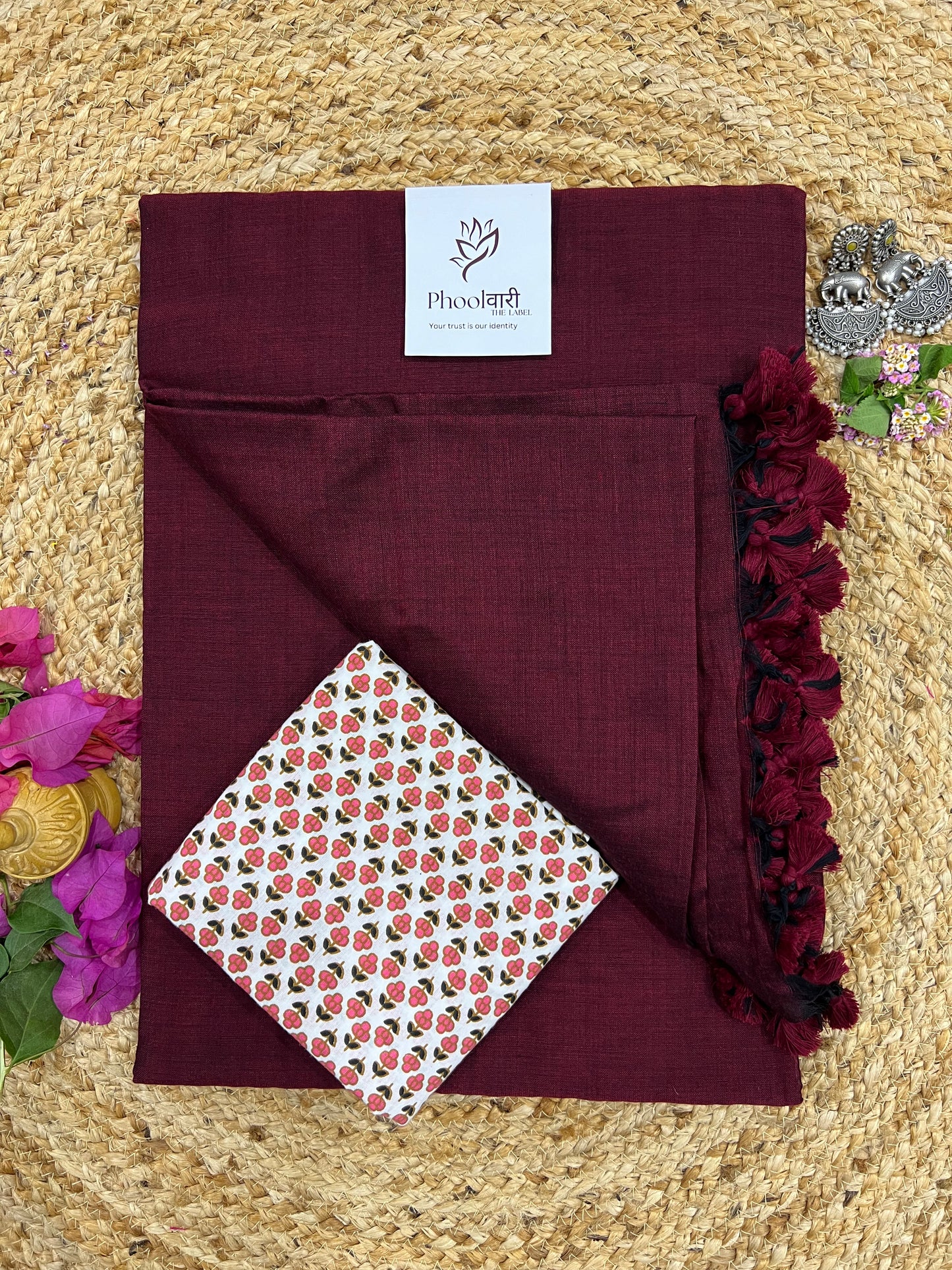 Phoolwari Light Maroon Handloom Saree