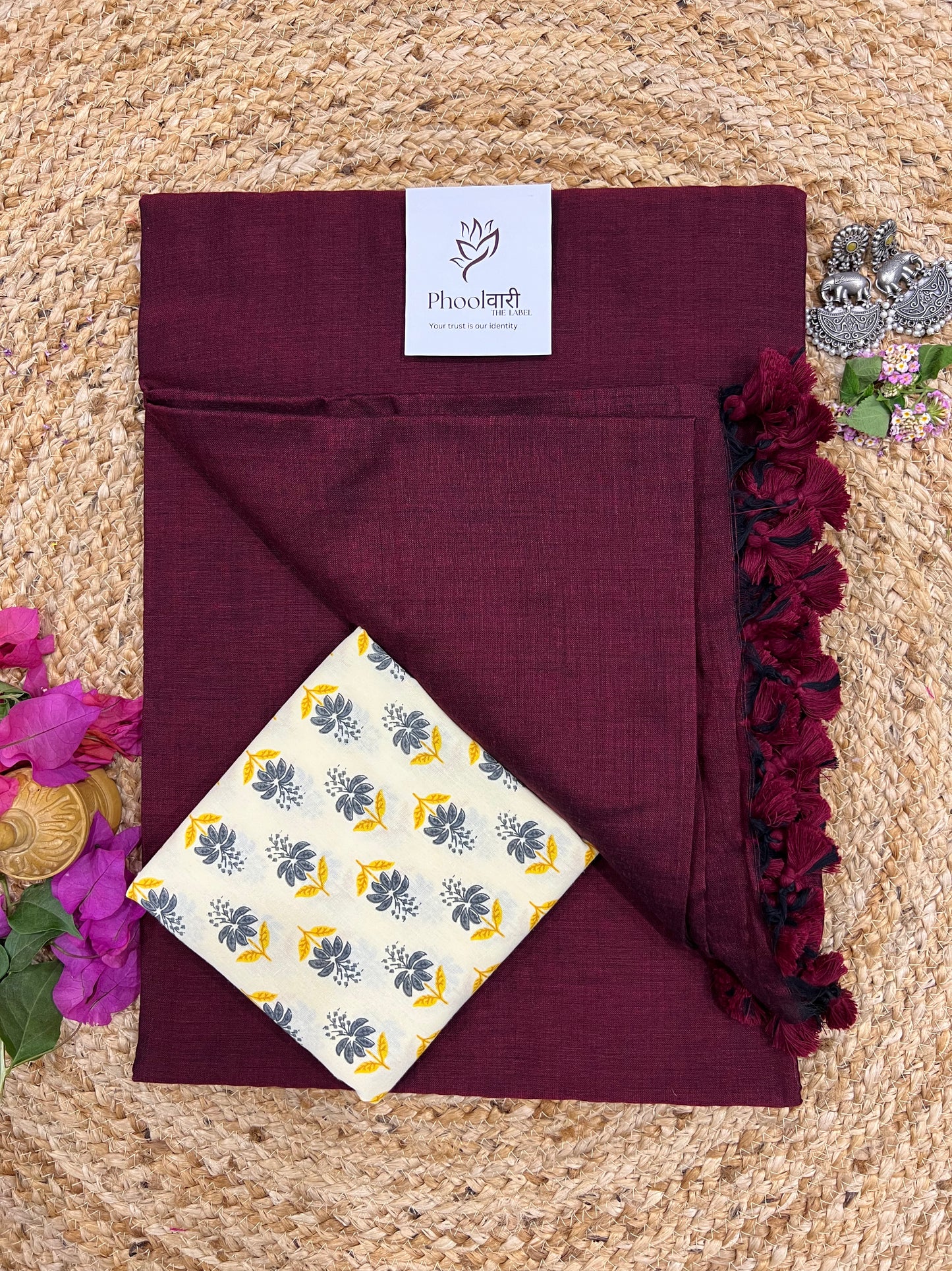 Phoolwari Dark Maroon Handloom Saree