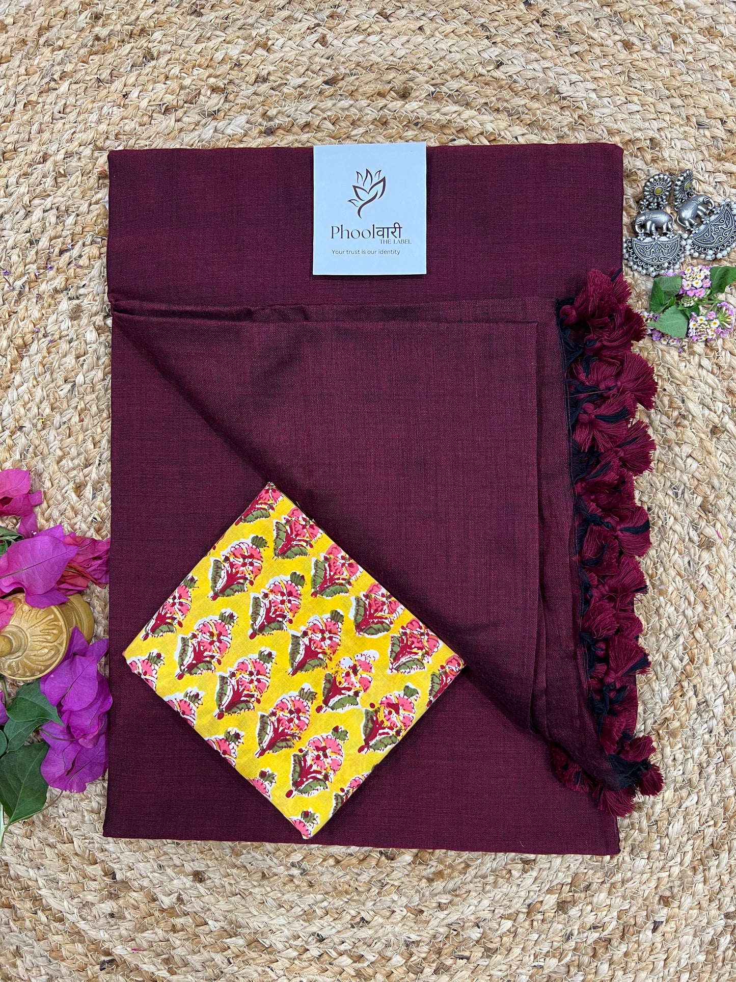 Phoolwari Dark Maroon Handloom Saree