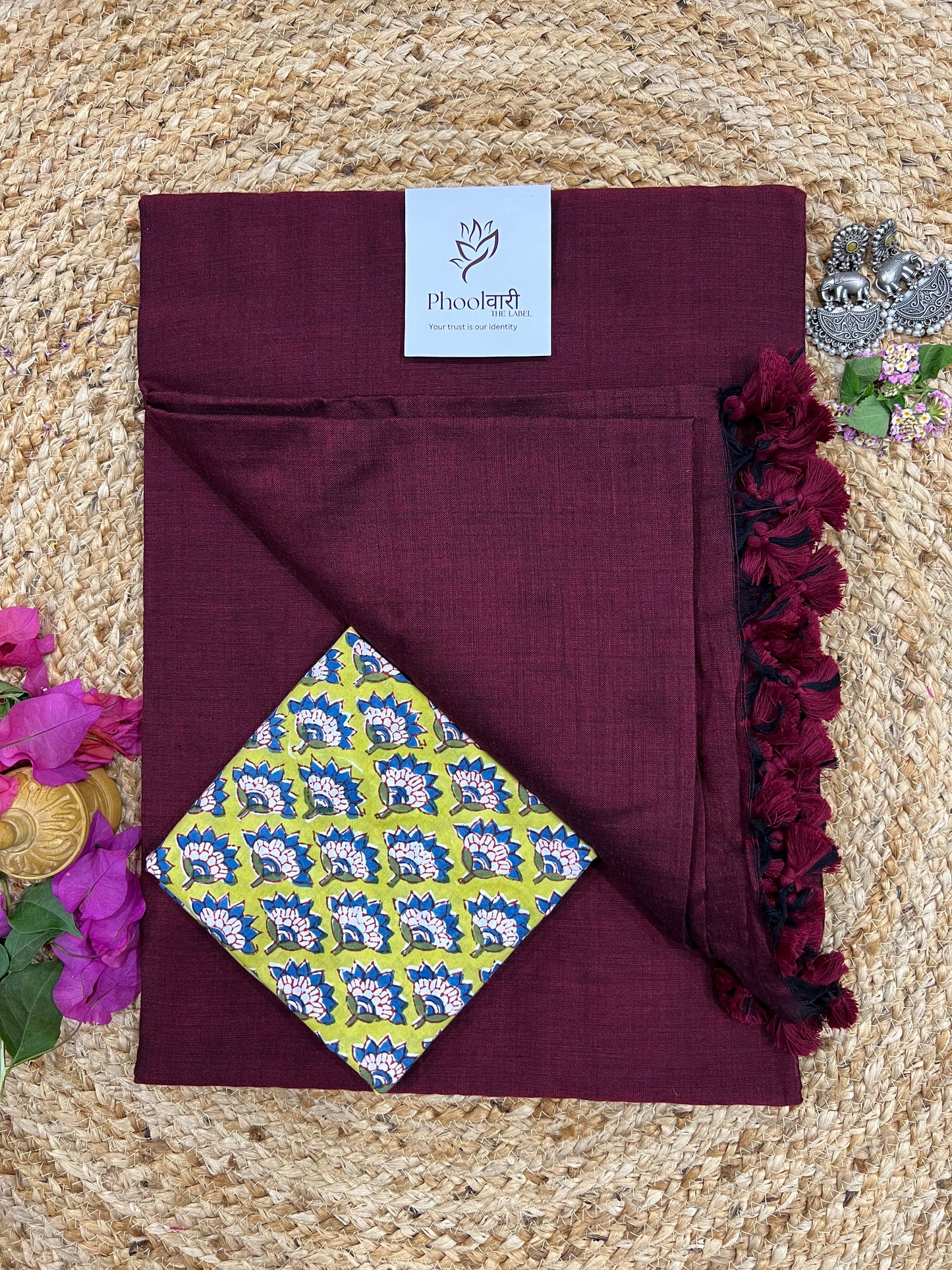 Phoolwari Light Maroon Handloom Saree