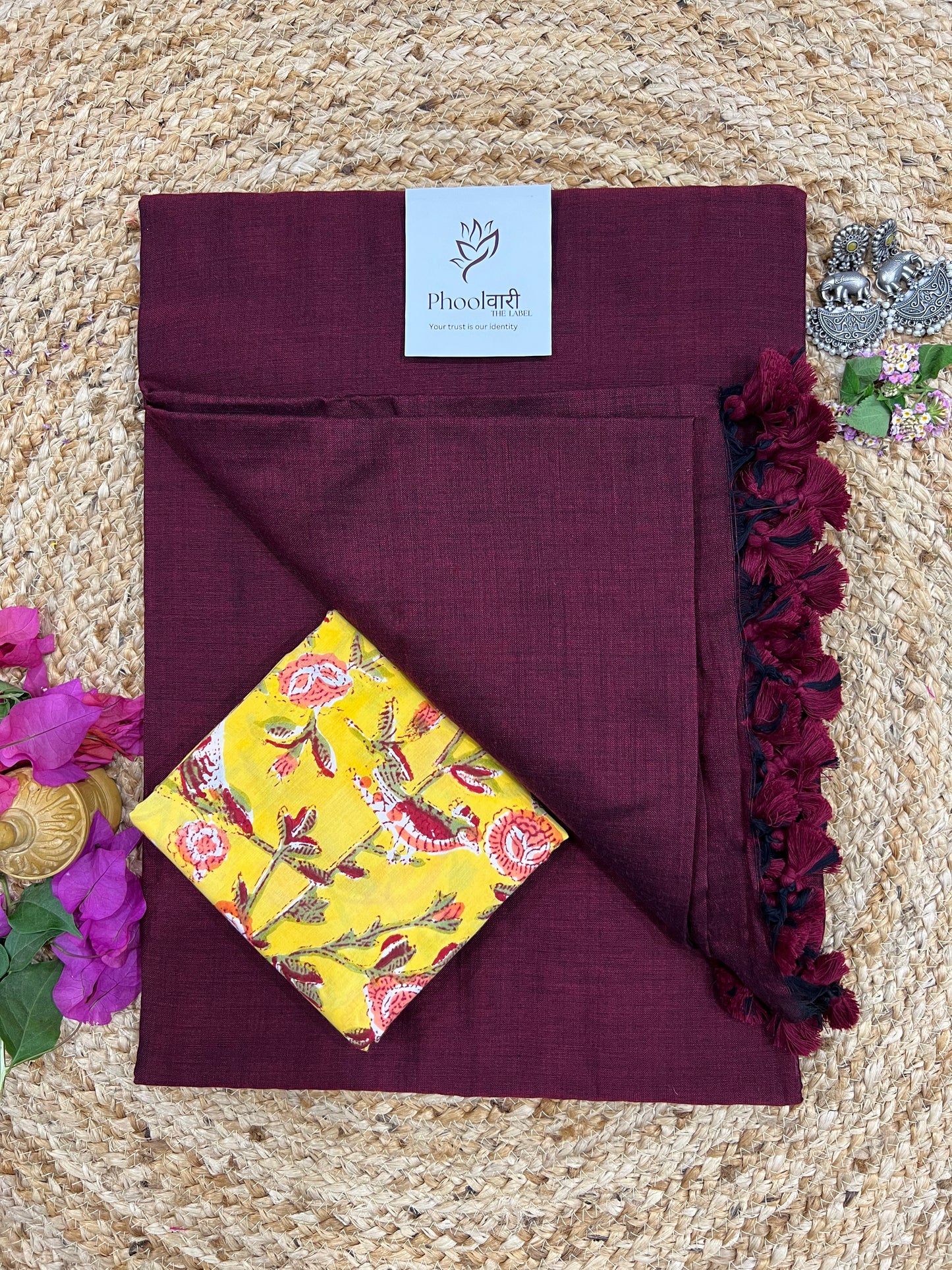 Phoolwari Dark Maroon Handloom Saree