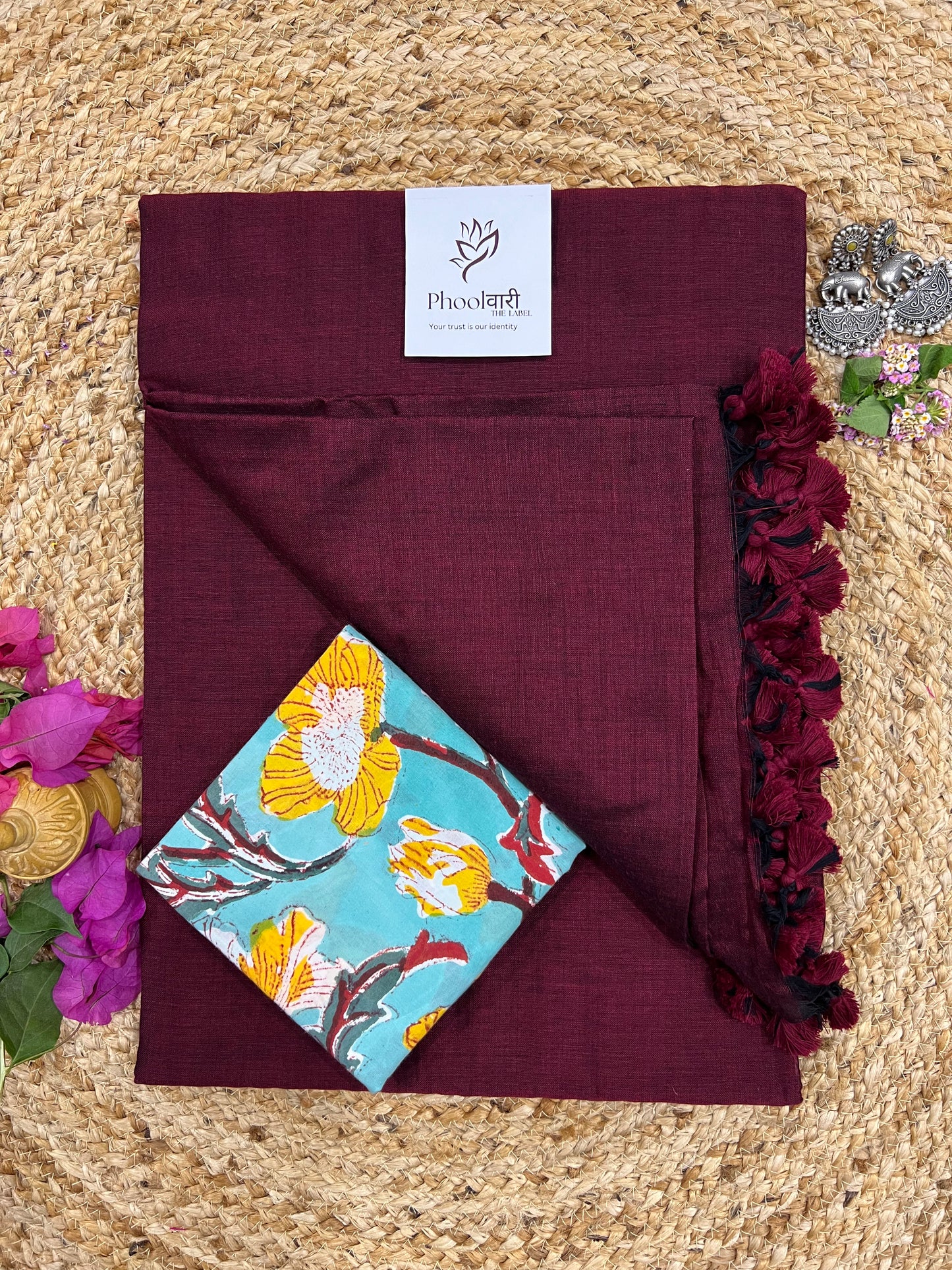 Phoolwari Dark Maroon Handloom Saree