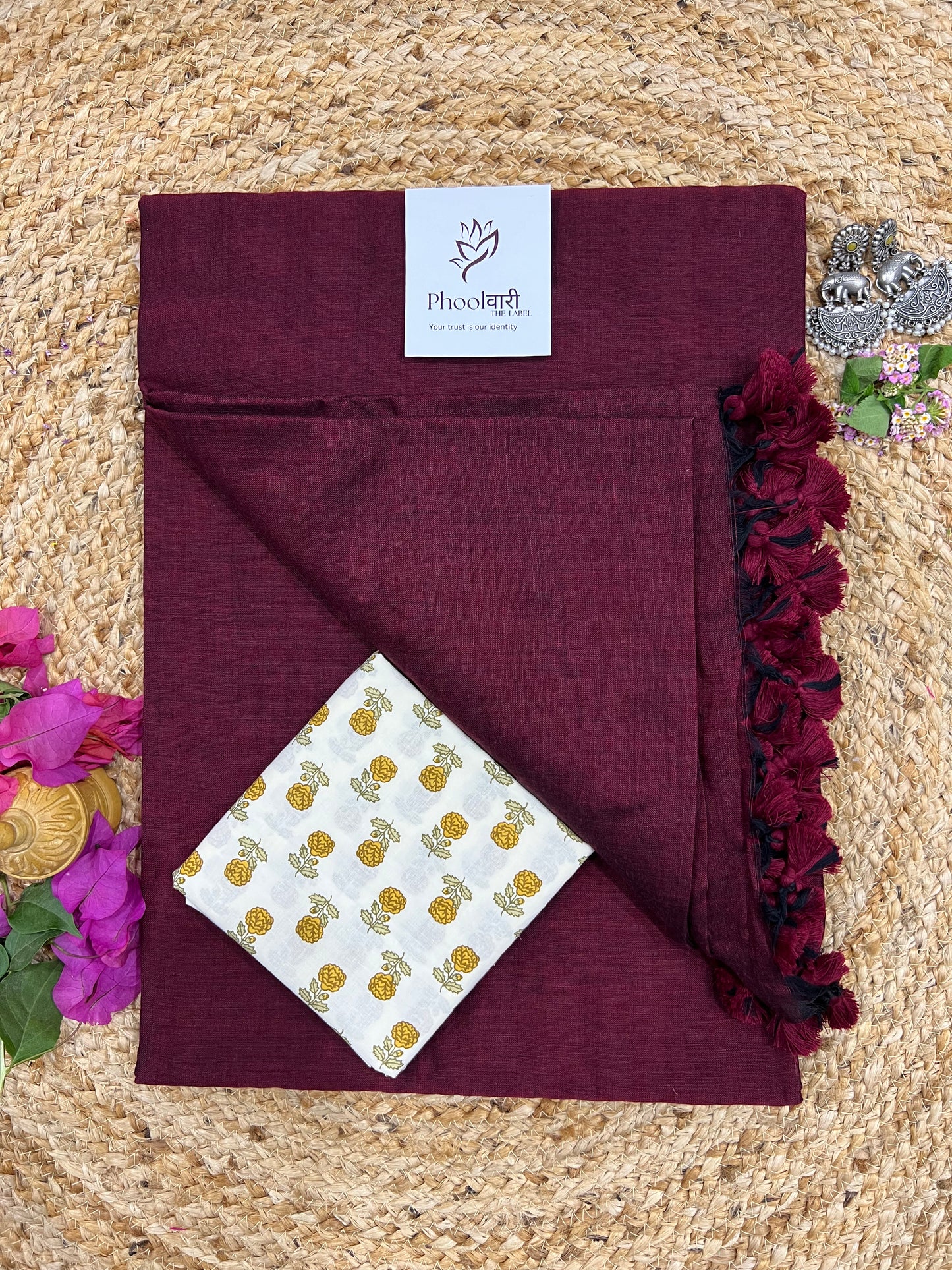 Phoolwari Dark Maroon Handloom Saree