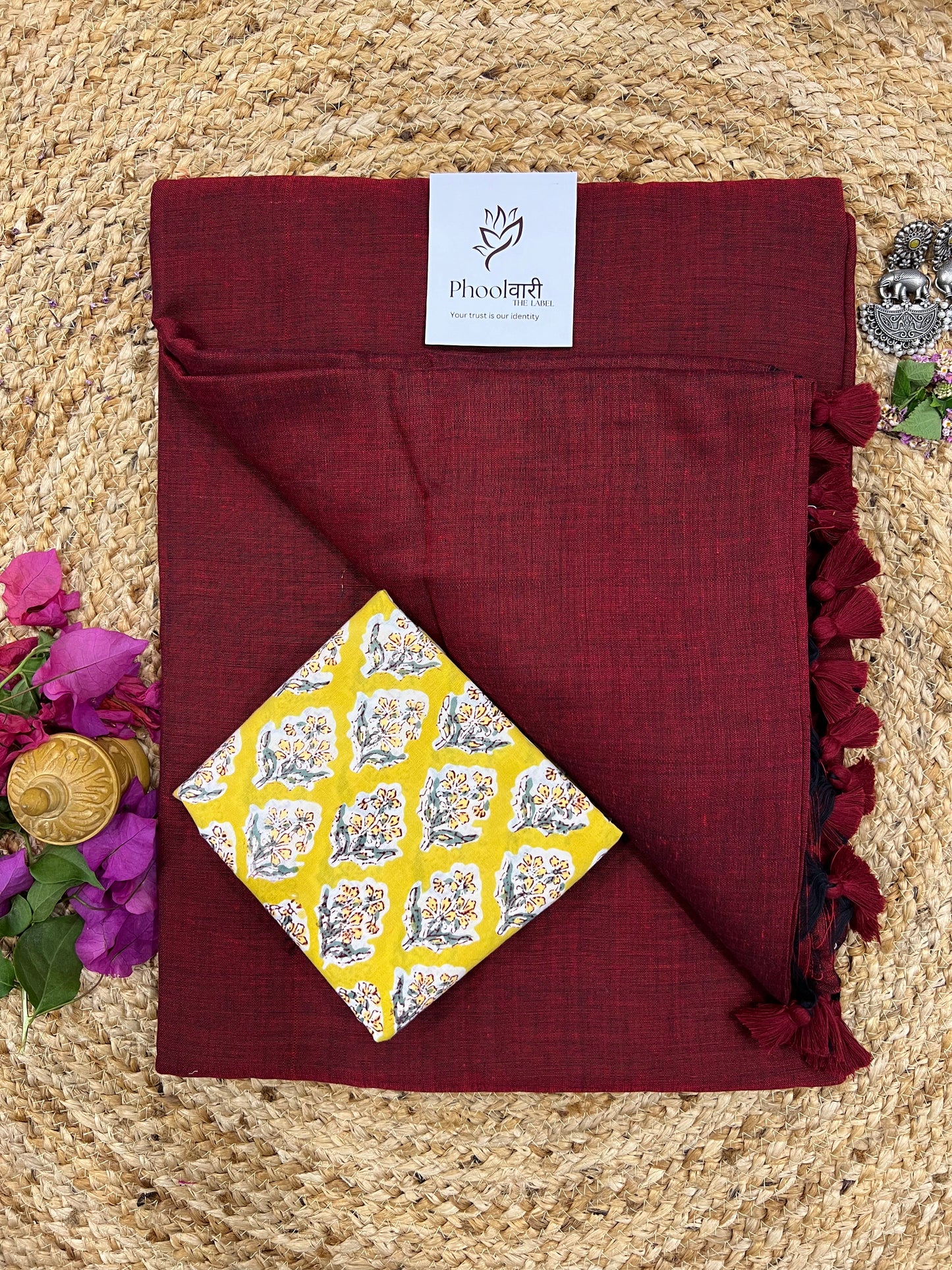 Phoolwari Dark Maroon Handloom Saree