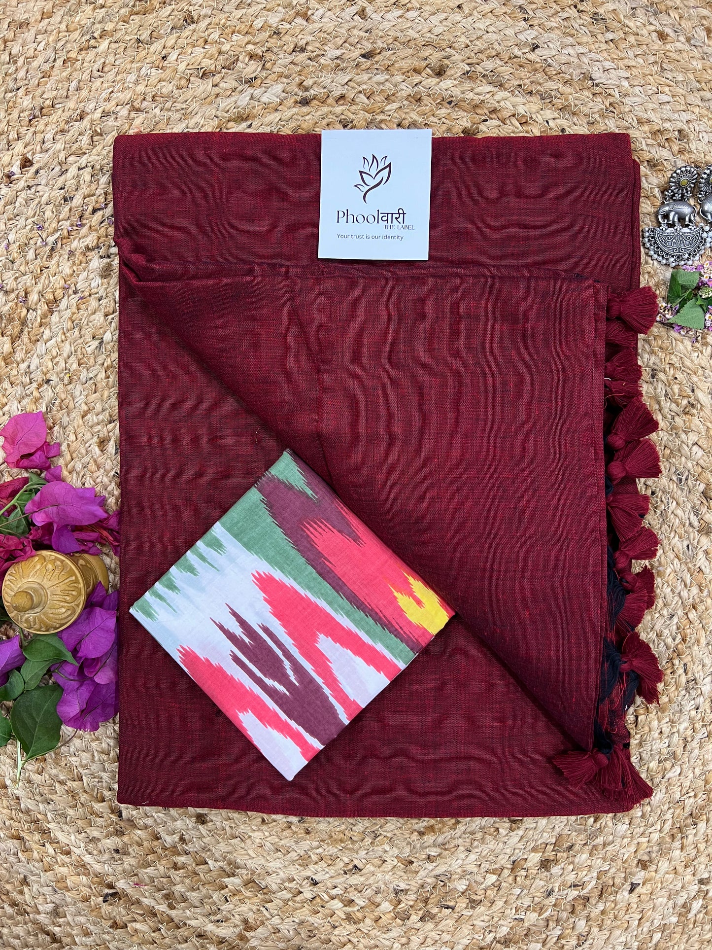 Phoolwari Dark Maroon Handloom Saree