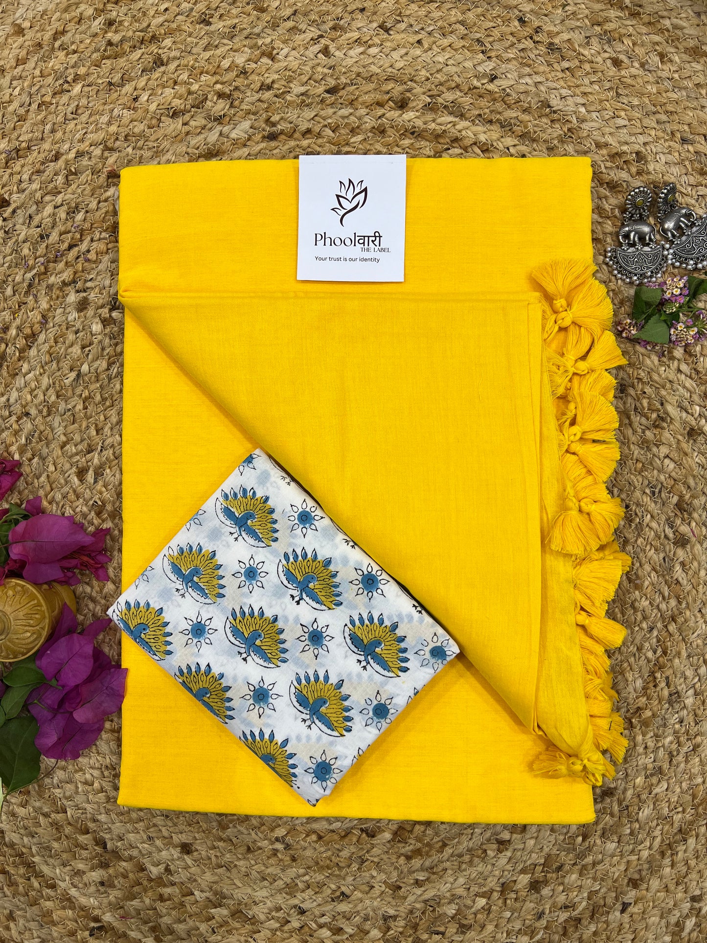 Phoolwari Yellow Handloom Saree