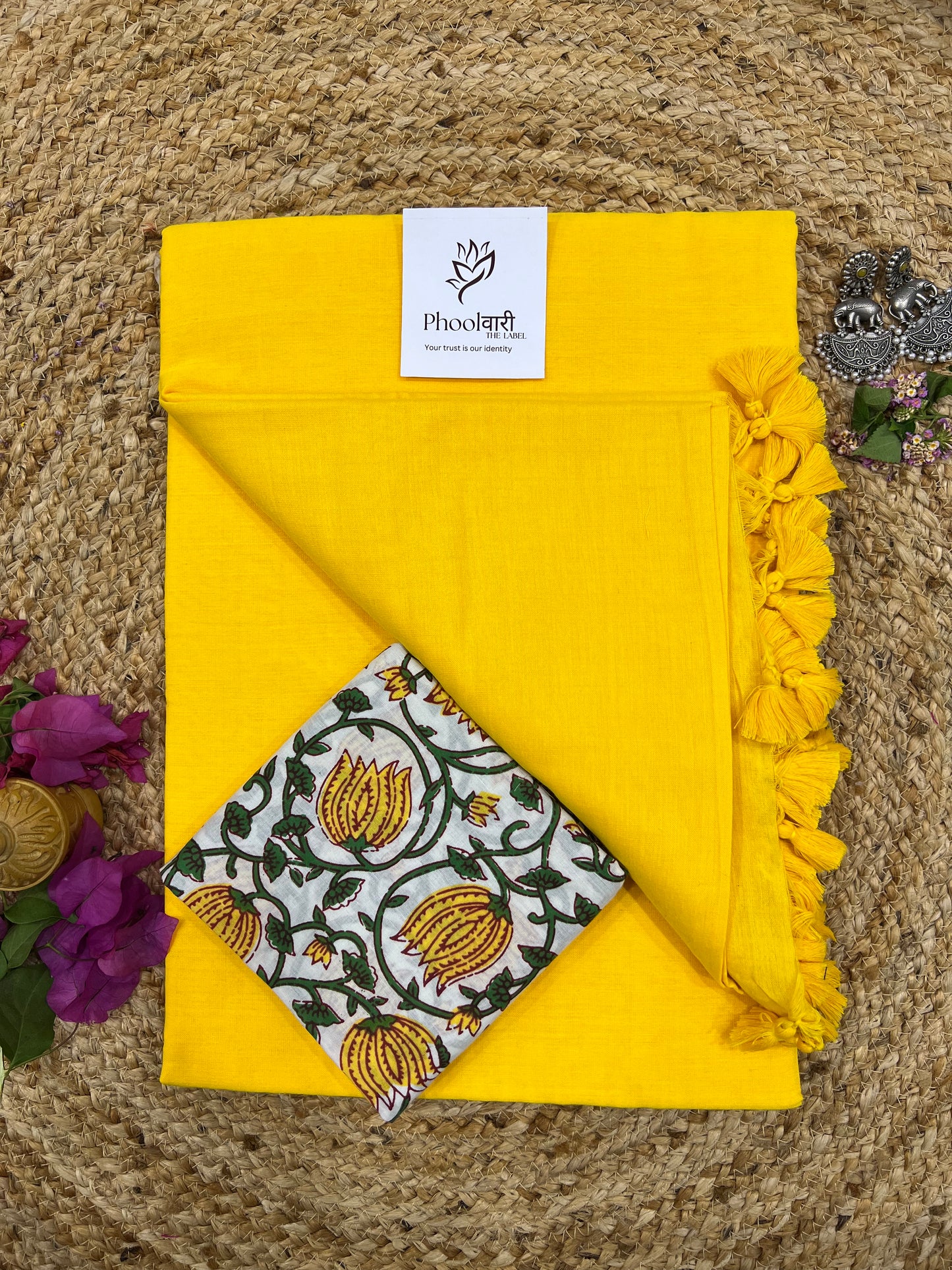 Phoolwari Yellow Handloom Saree