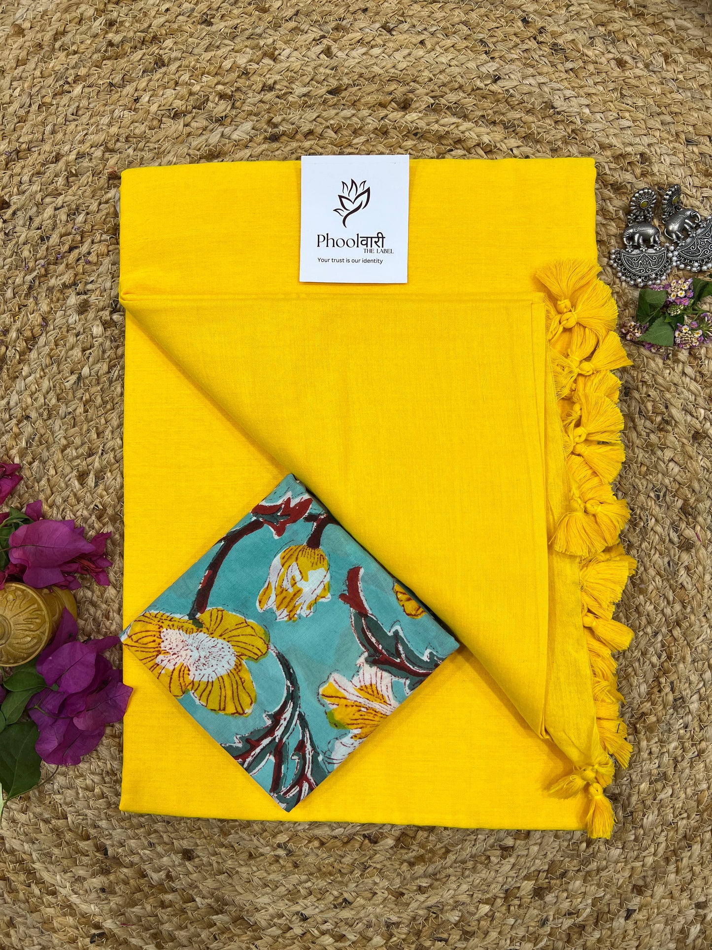 Phoolwari Yellow Handloom Saree