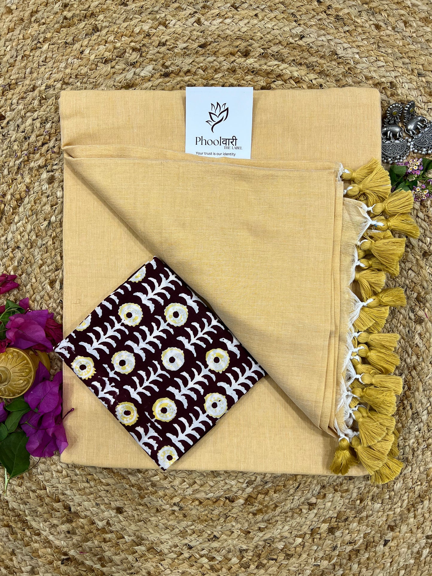 Phoolwari Fawn Handloom Saree