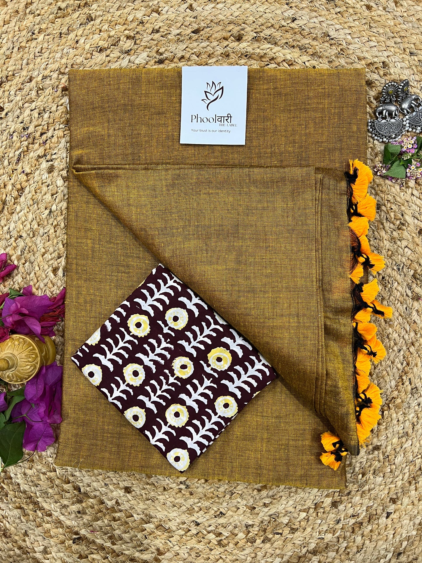 Phoolwari Mustard Handloom Saree