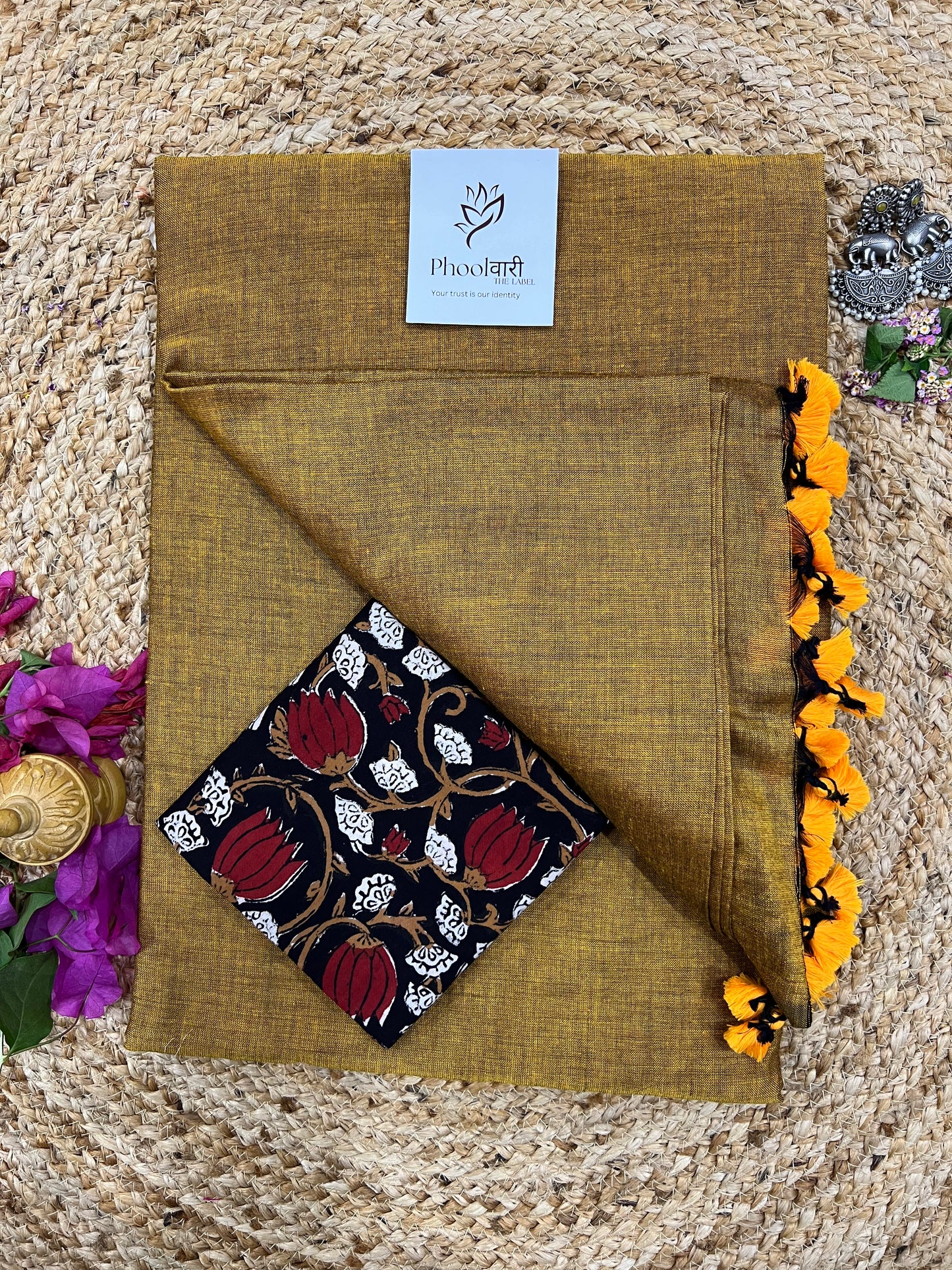 Phoolwari Mustard Handloom Saree