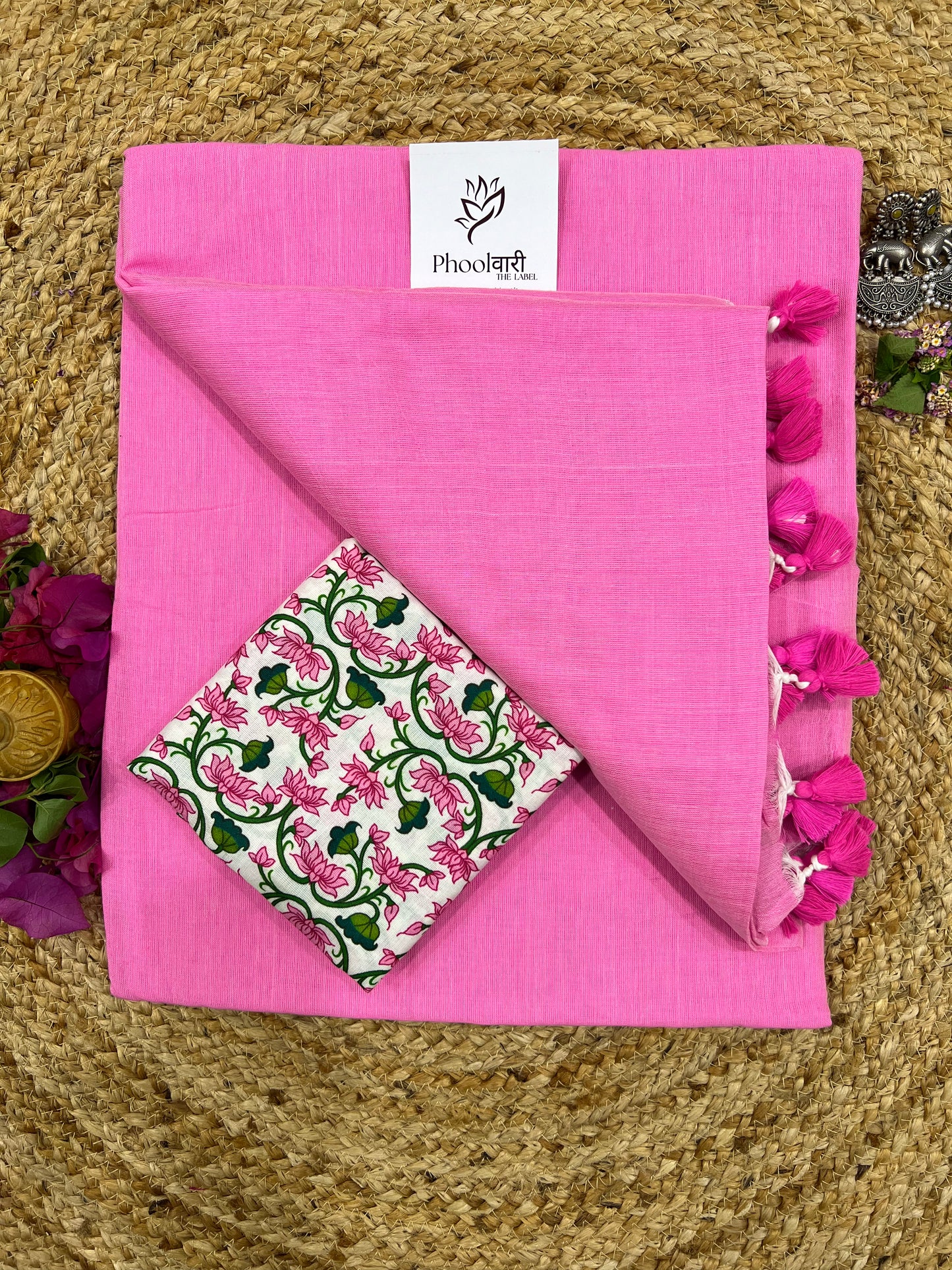 Phoolwari Pink Handloom Saree