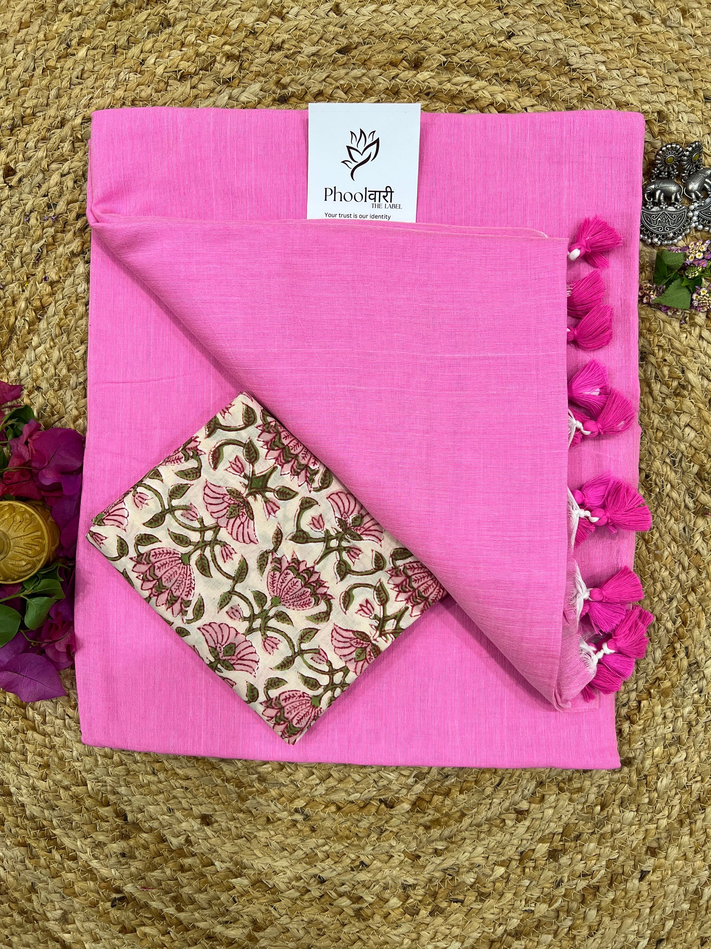 Phoolwari Pink Handloom Saree