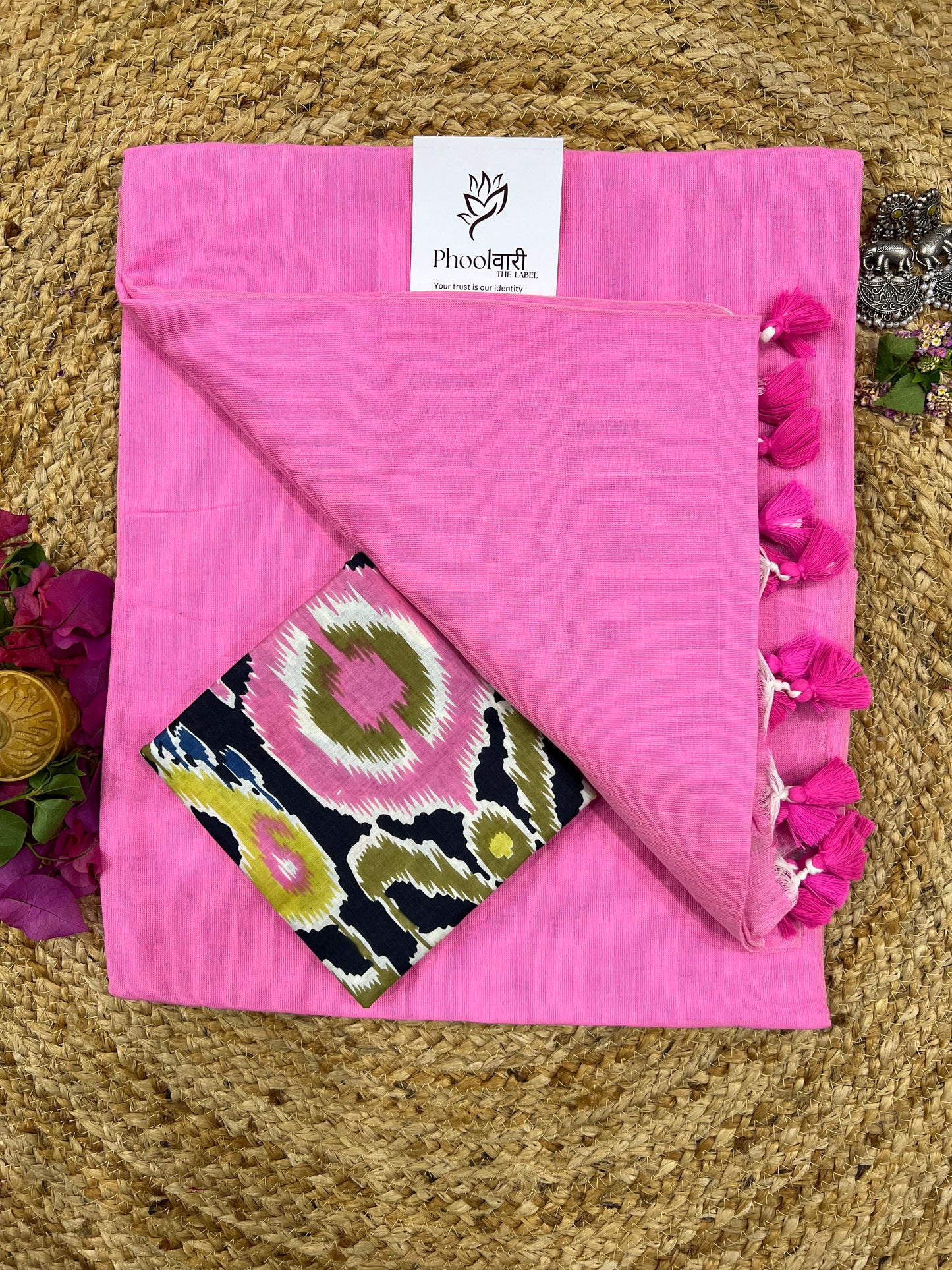 Phoolwari Pink Handloom Saree