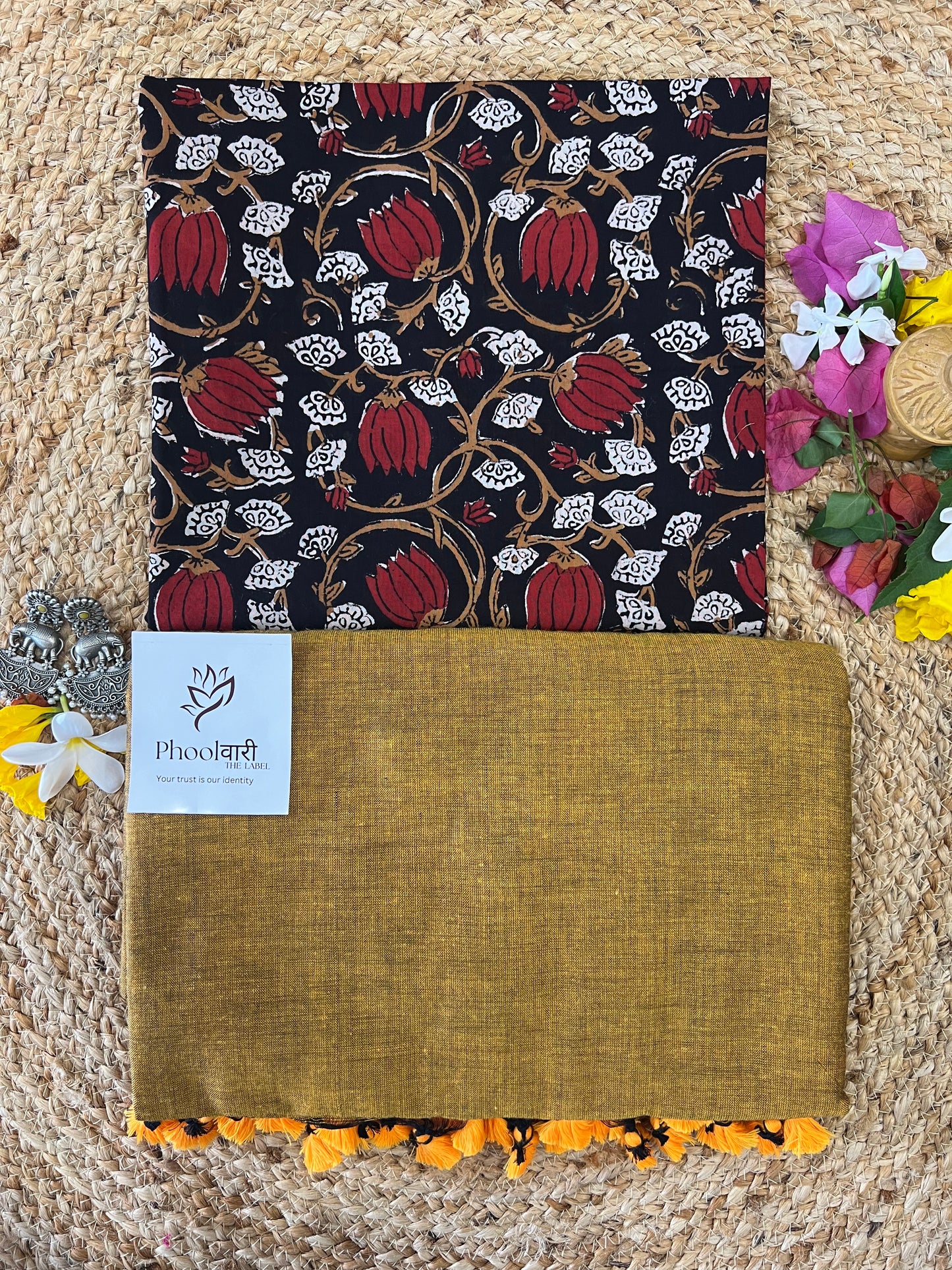 Phoolwari Mustard Handloom Saree