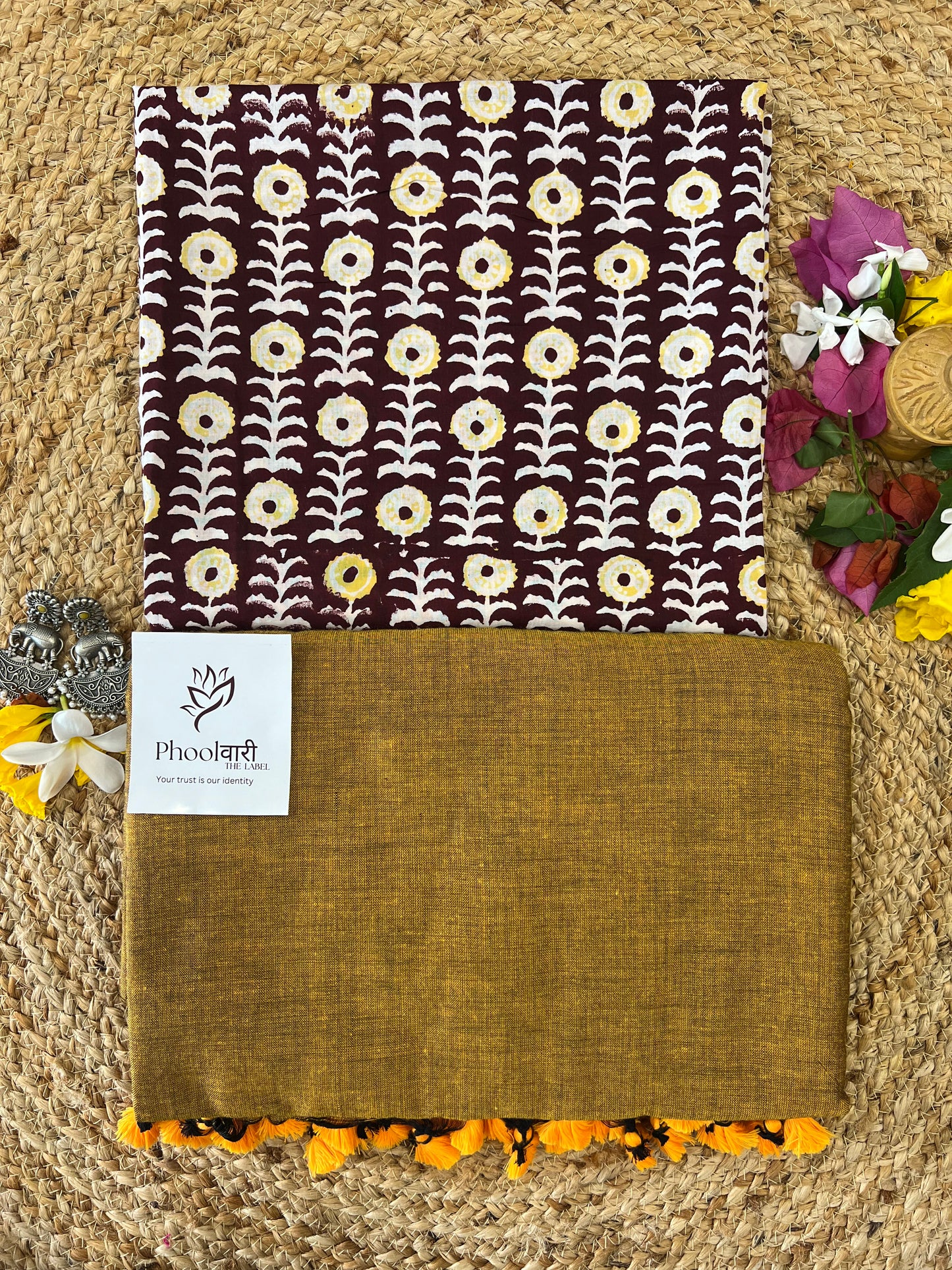 Phoolwari Mustard Handloom Saree