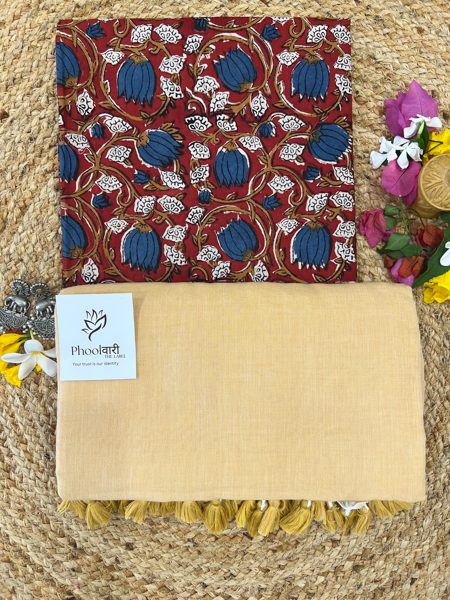 Phoolwari Fawn Handloom Saree