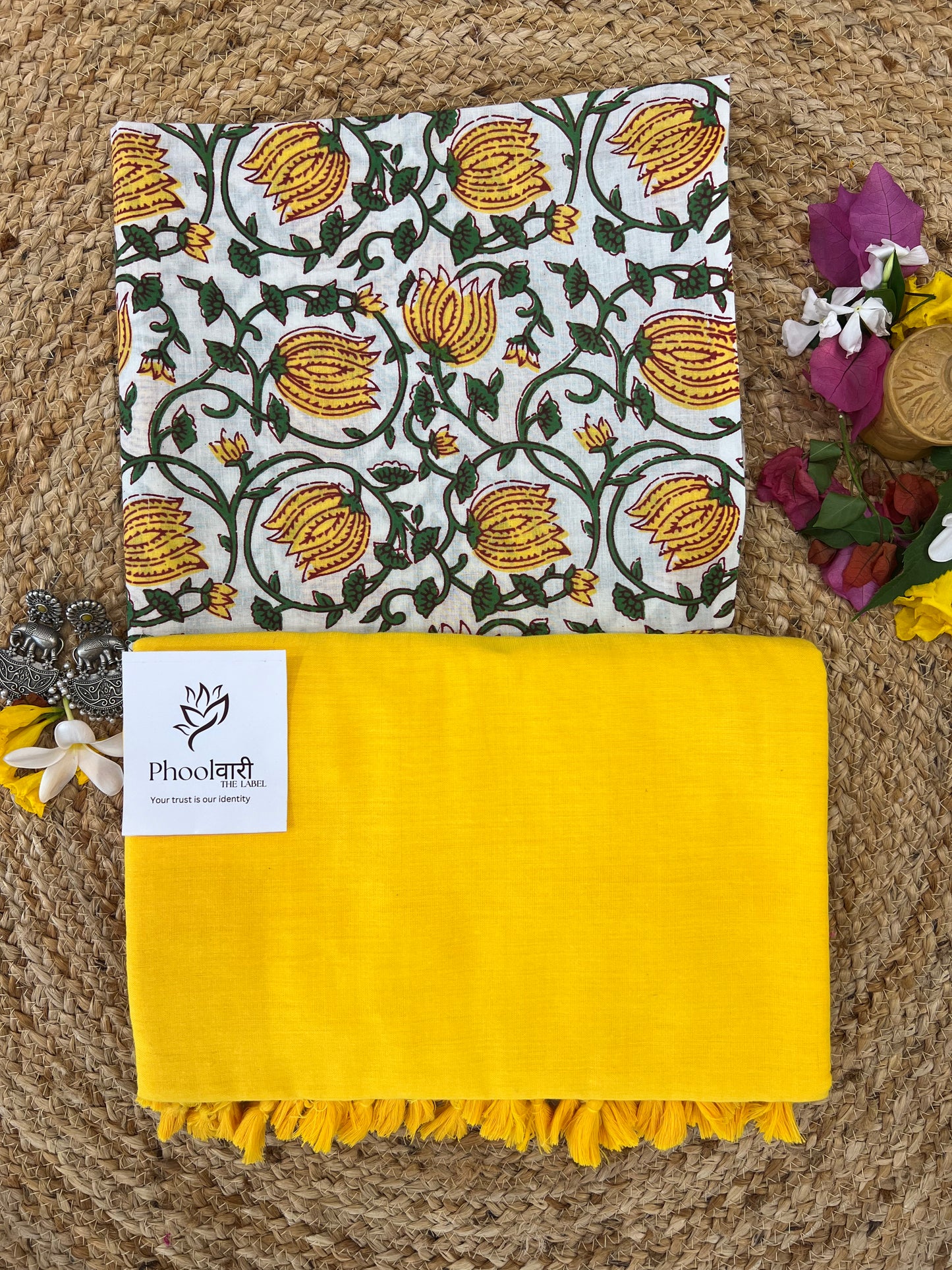 Phoolwari Yellow Handloom Saree