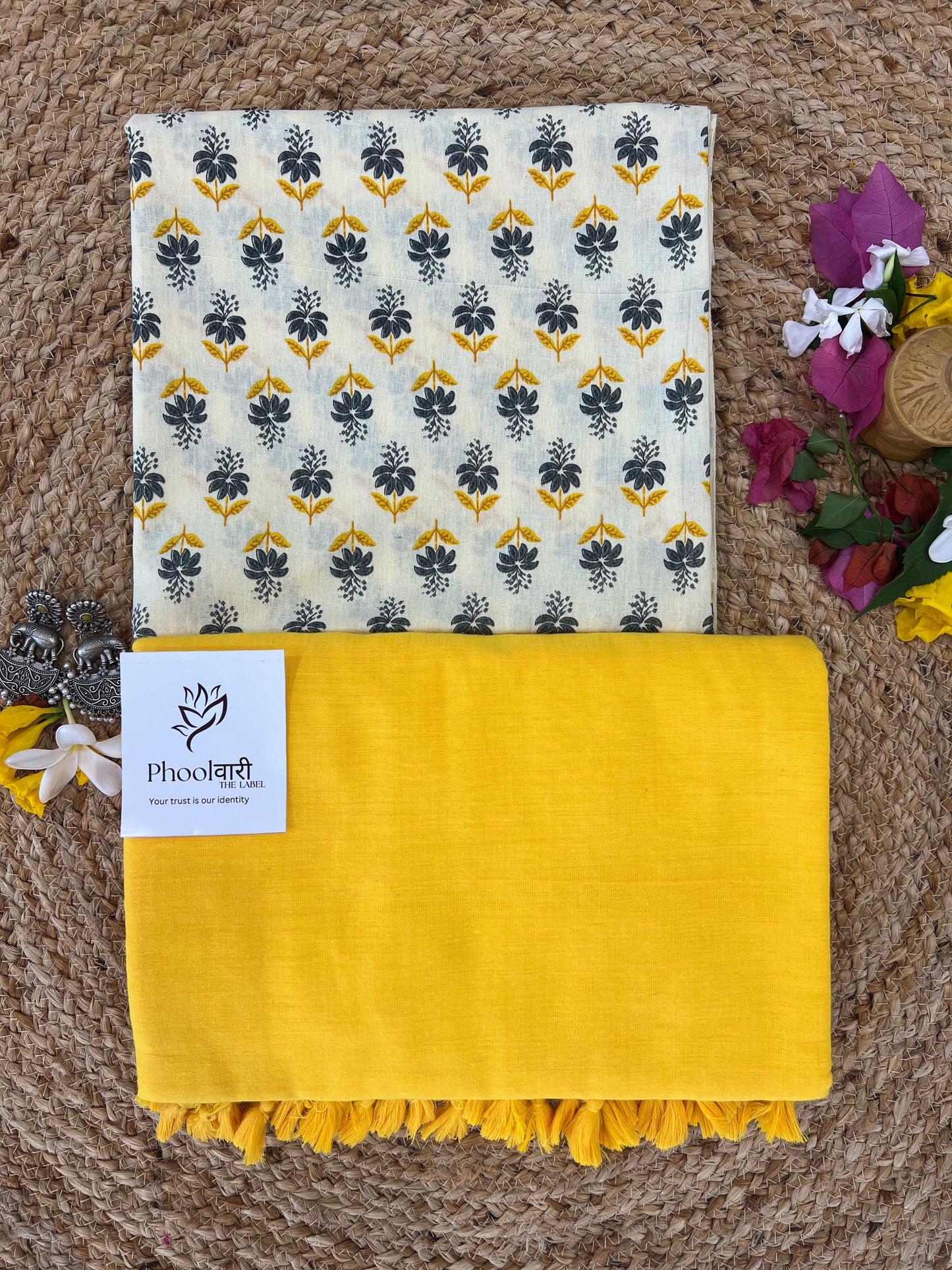 Phoolwari Yellow Handloom Saree