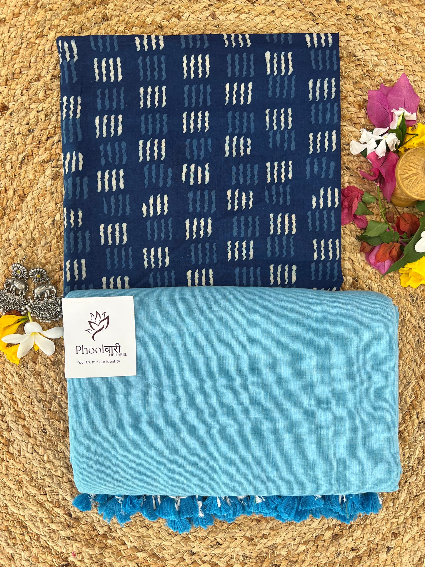 Phoolwari Sky Blue Handloom Saree