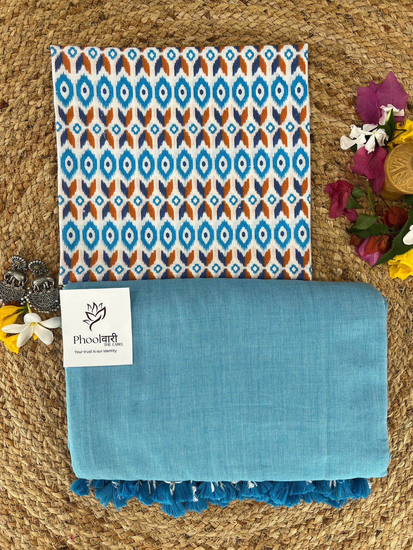 Phoolwari Sky Blue Handloom Saree