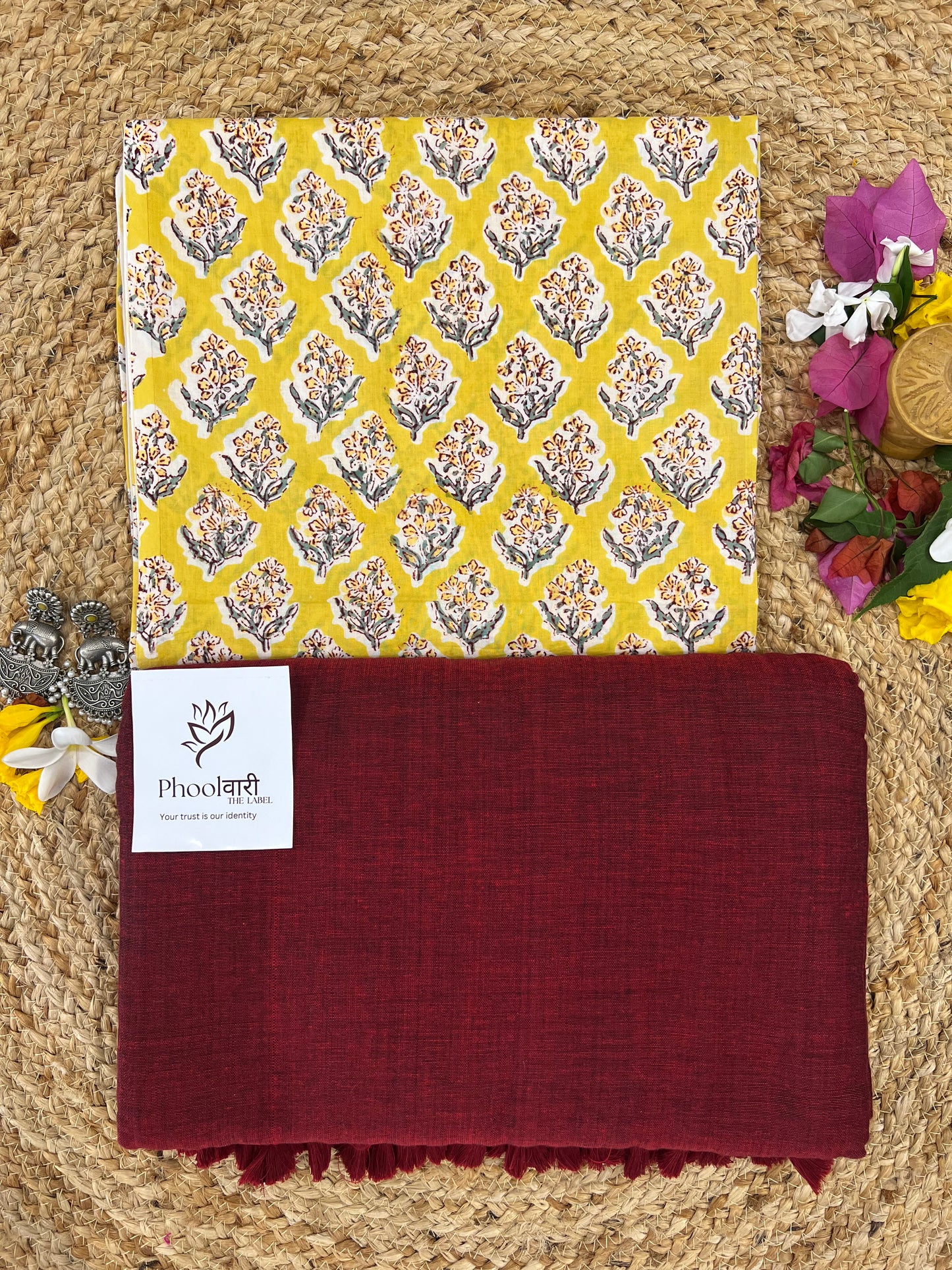 Phoolwari Light Maroon Handloom Saree