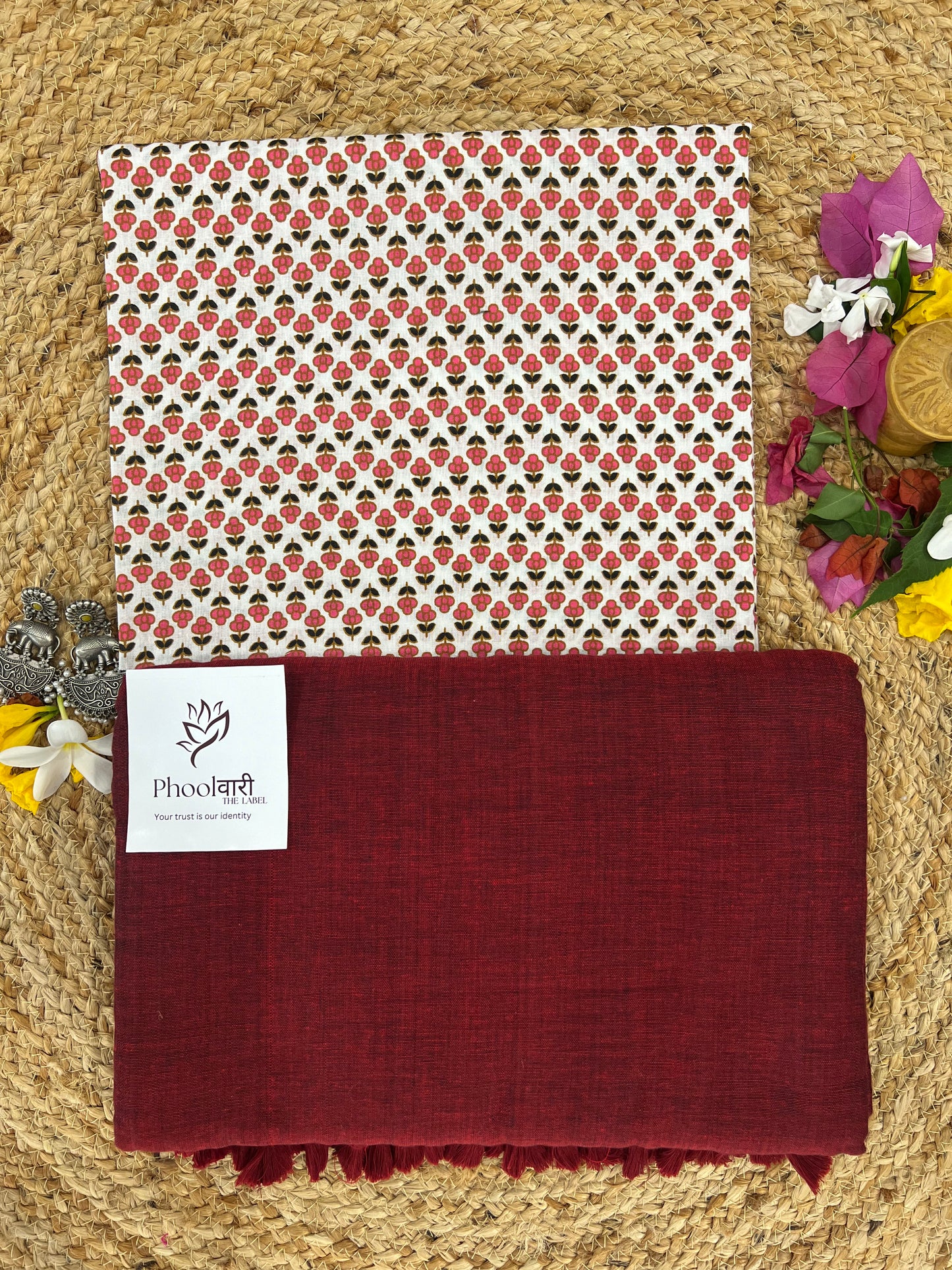 Phoolwari Light Maroon Handloom Saree