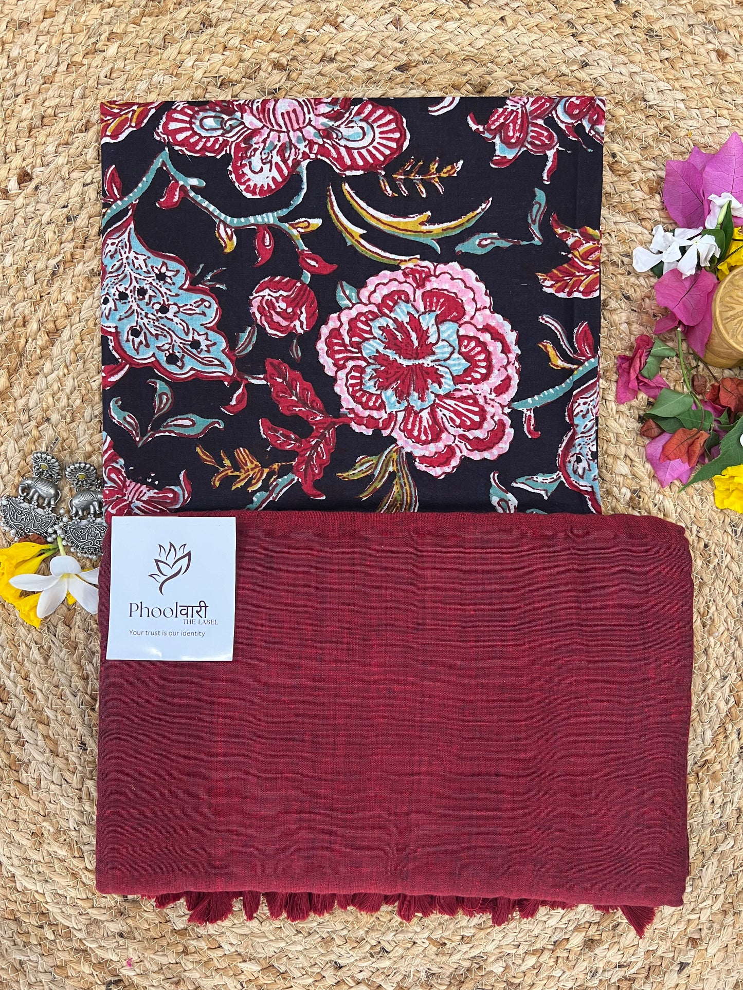 Phoolwari Light Maroon Handloom Saree