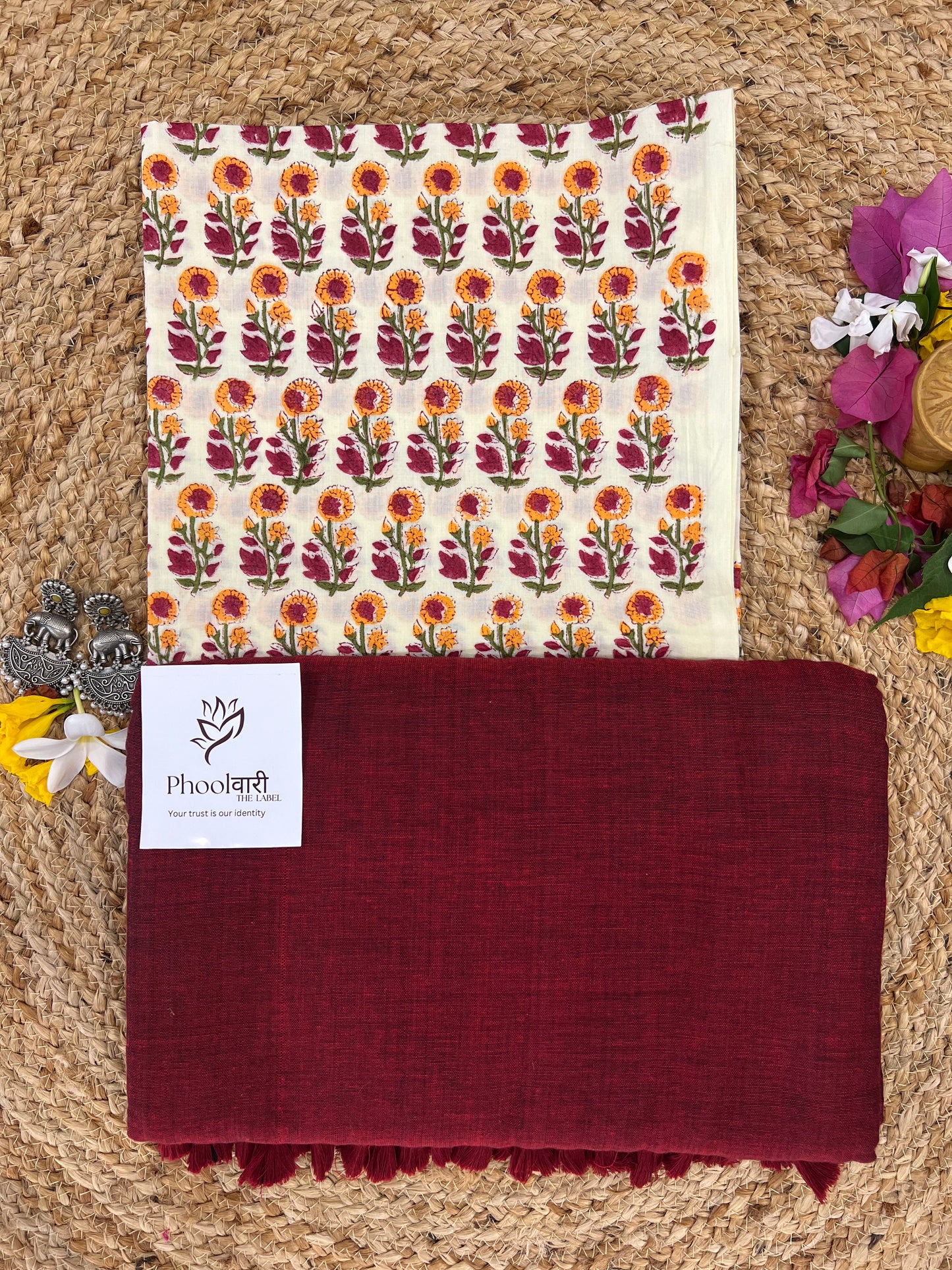 Phoolwari Light Maroon Handloom Saree