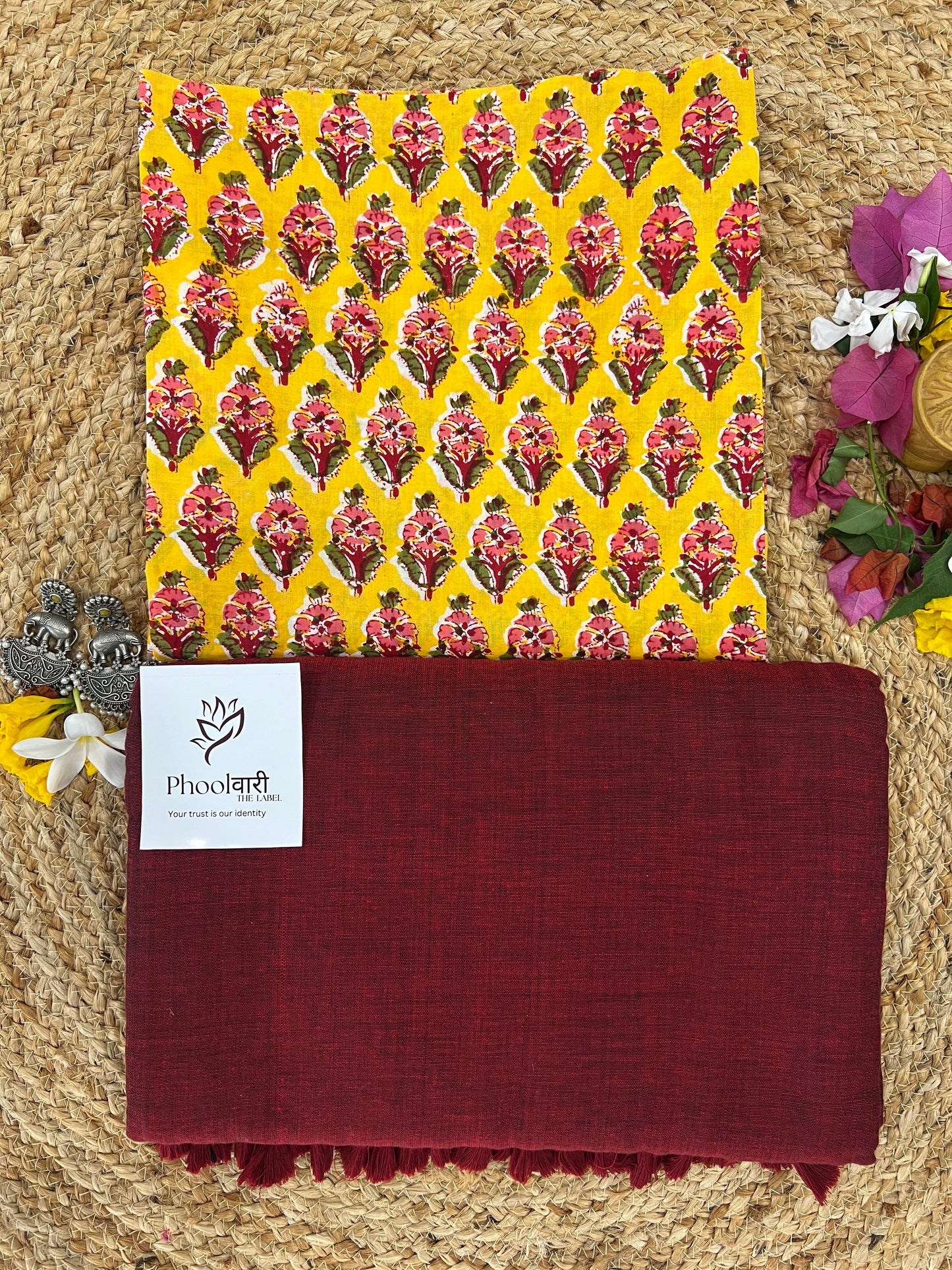 Phoolwari Light Maroon Handloom Saree