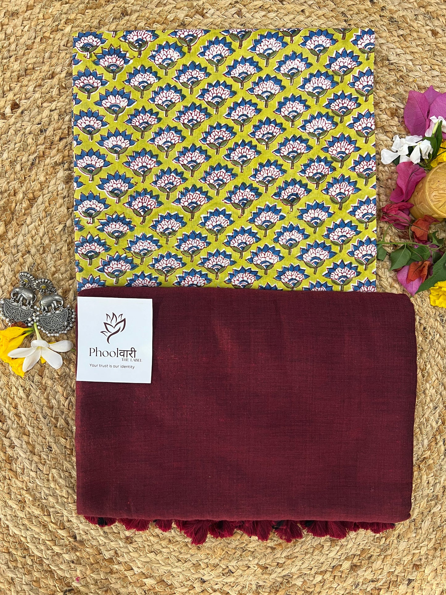 Phoolwari Light Maroon Handloom Saree