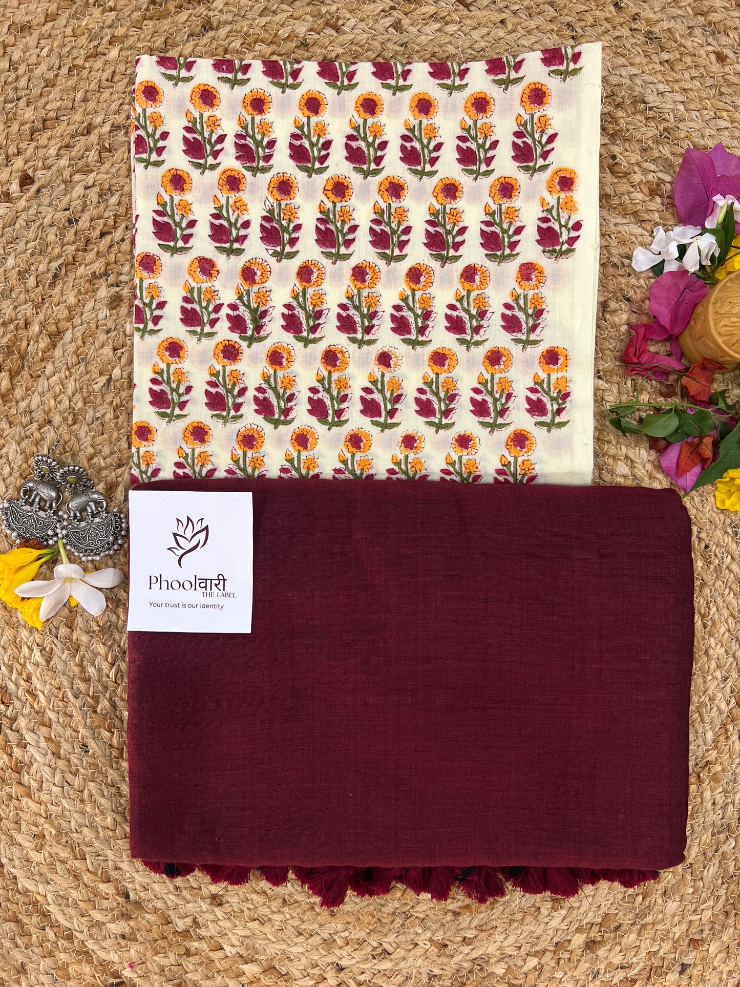 Phoolwari Dark Maroon Handloom Saree