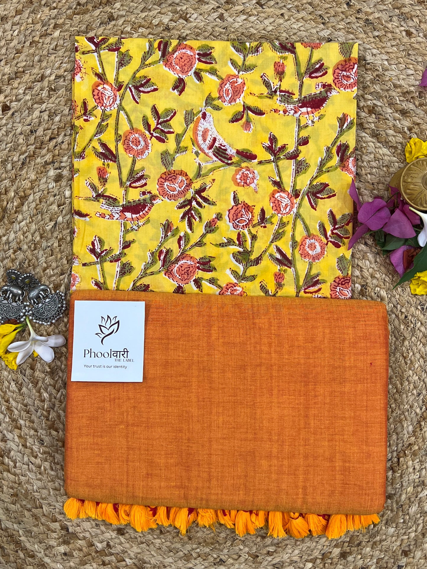 Phoolwari Orange Handloom Saree