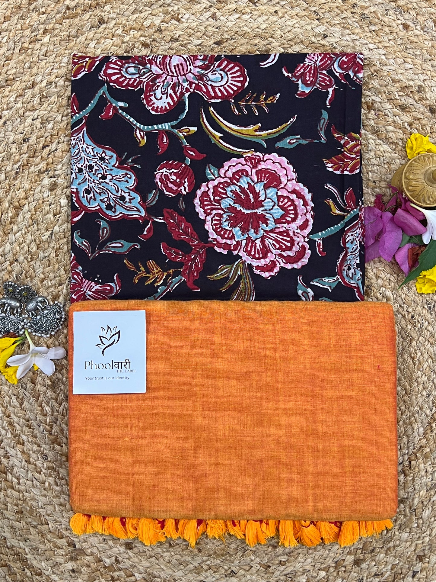 Phoolwari Orange Handloom Saree