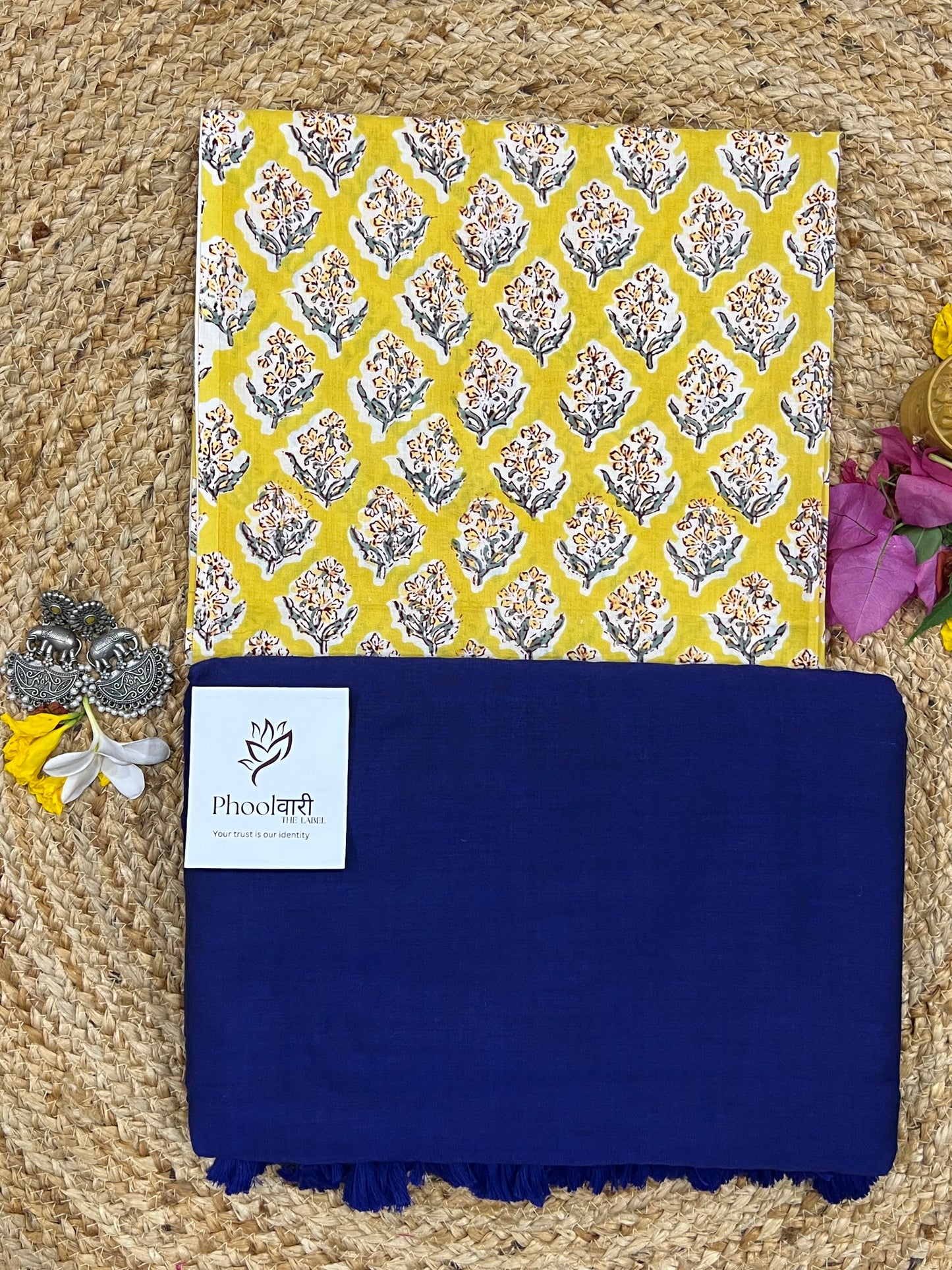 Phoolwari Royal Bule Handloom Saree