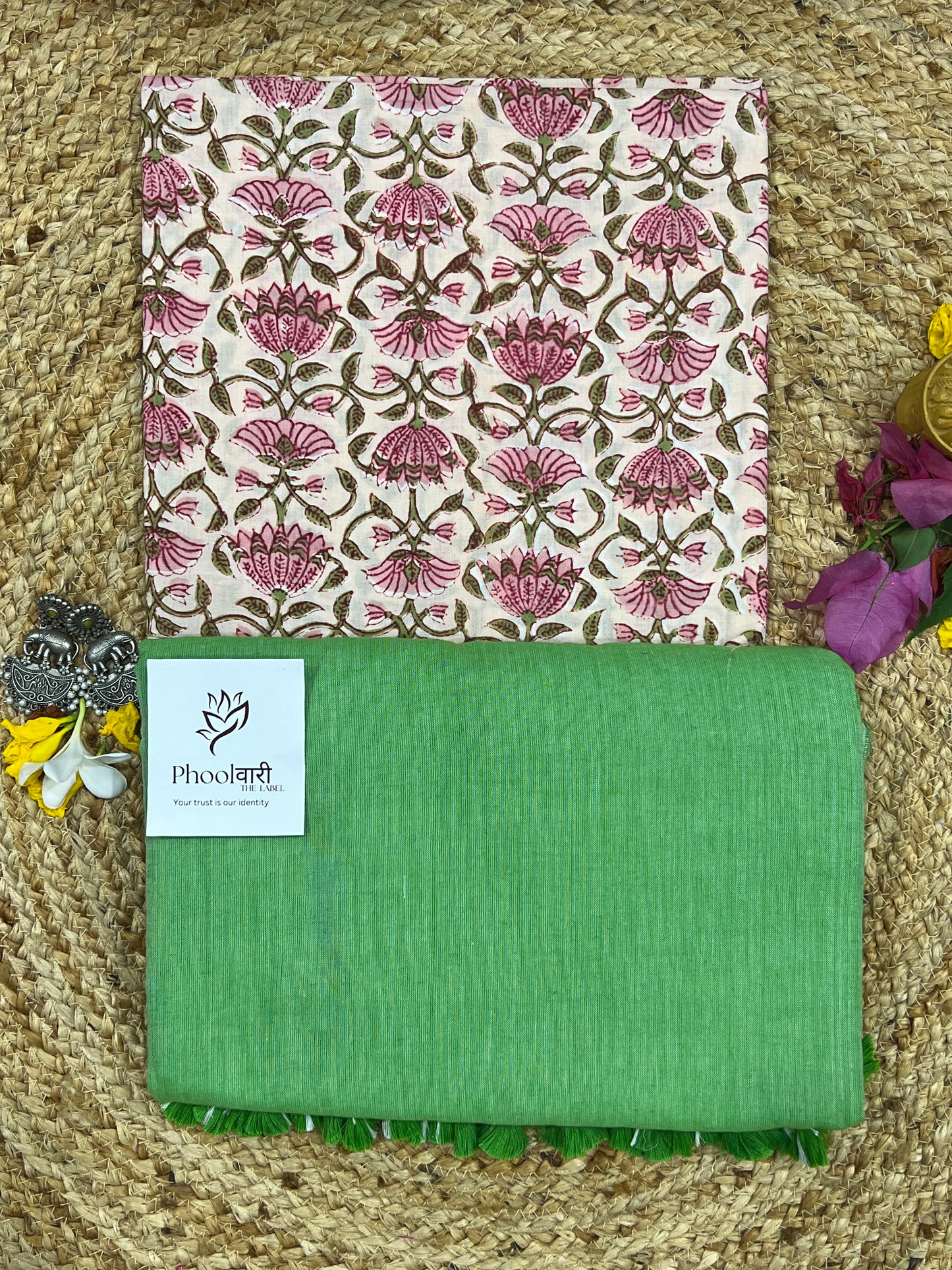 Phoolwari Light Green Handloom Saree