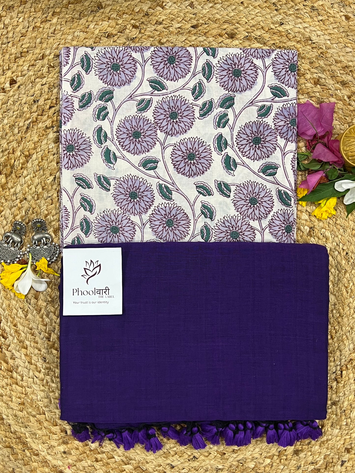 Phoolwari Purple Handloom Saree