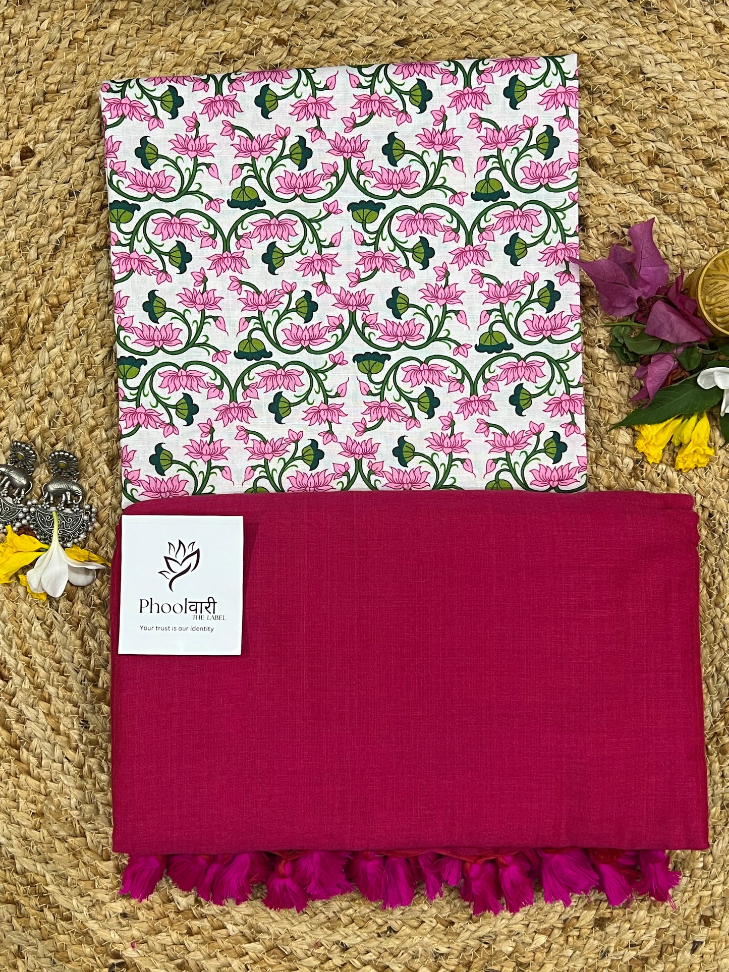 Phoolwari Queen Pink Handloom Saree