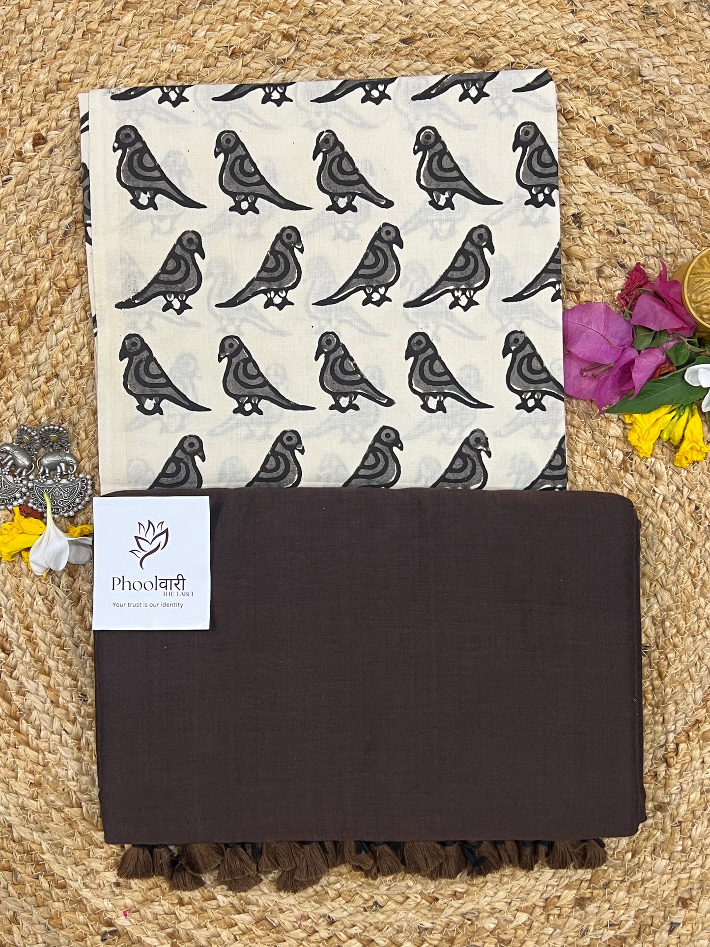 Phoolwari Coffee Brown Handloom Saree