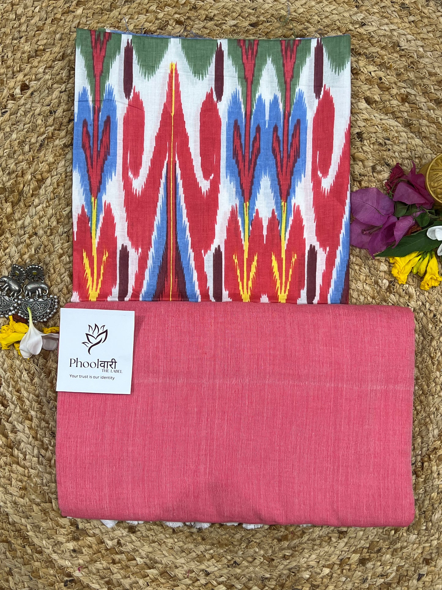 Phoolwari Peach Handloom Saree