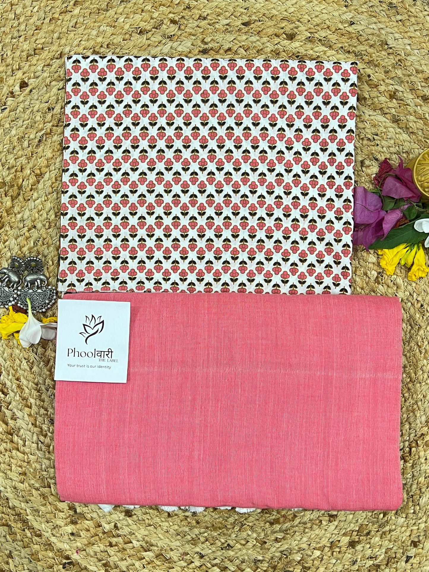 Phoolwari Peach Handloom Saree